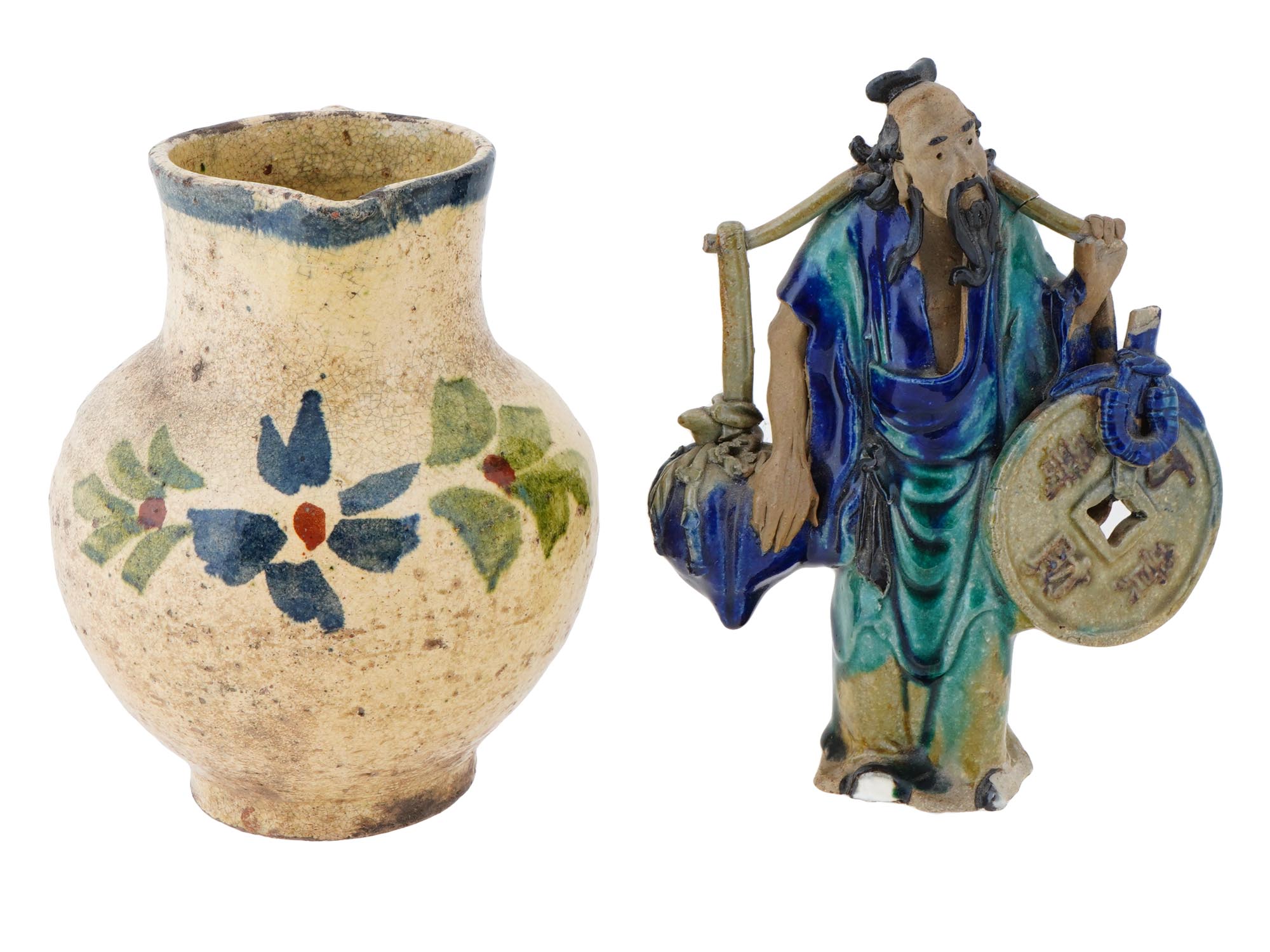 VINTAGE CHINESE HAND PAINTED CERAMIC ITEMS AND FIGURINE PIC-2