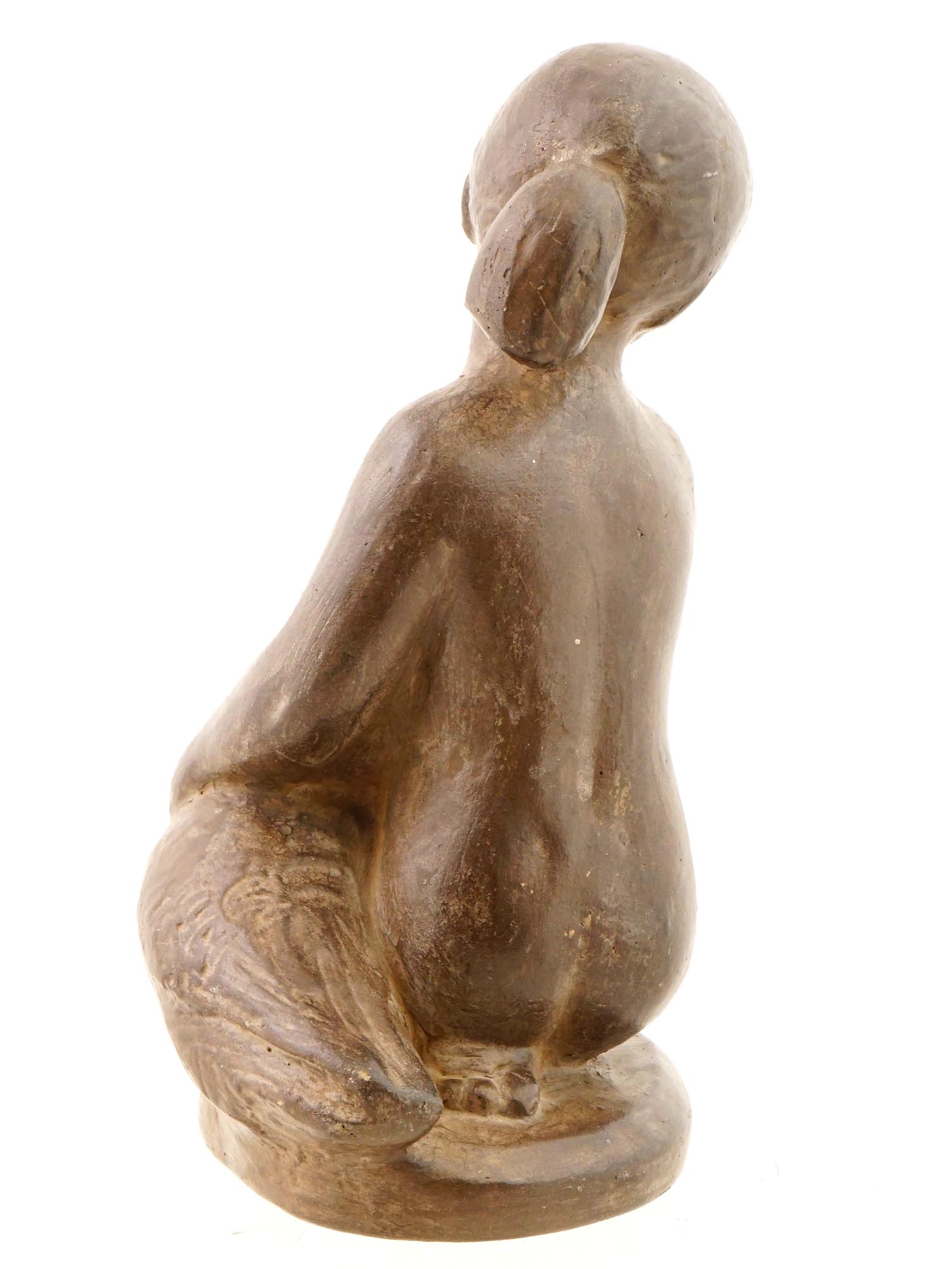 SPANISH AMPHORA CASR CERAMIC FIGURE OF GIRL GOOSE PIC-3