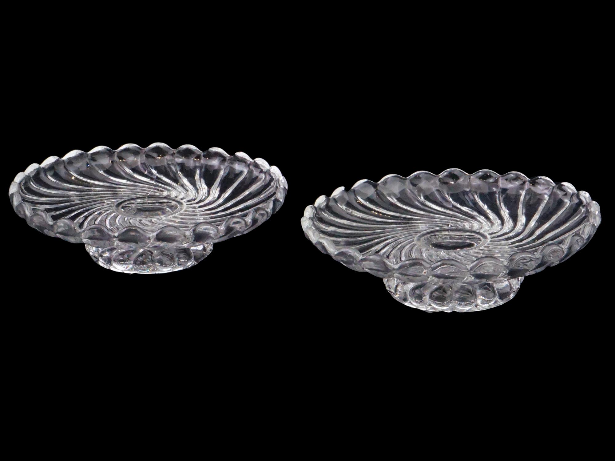 2 VINTAGE FRENCH GLASS CANDY BOWLS  BY BACCARAT PIC-0