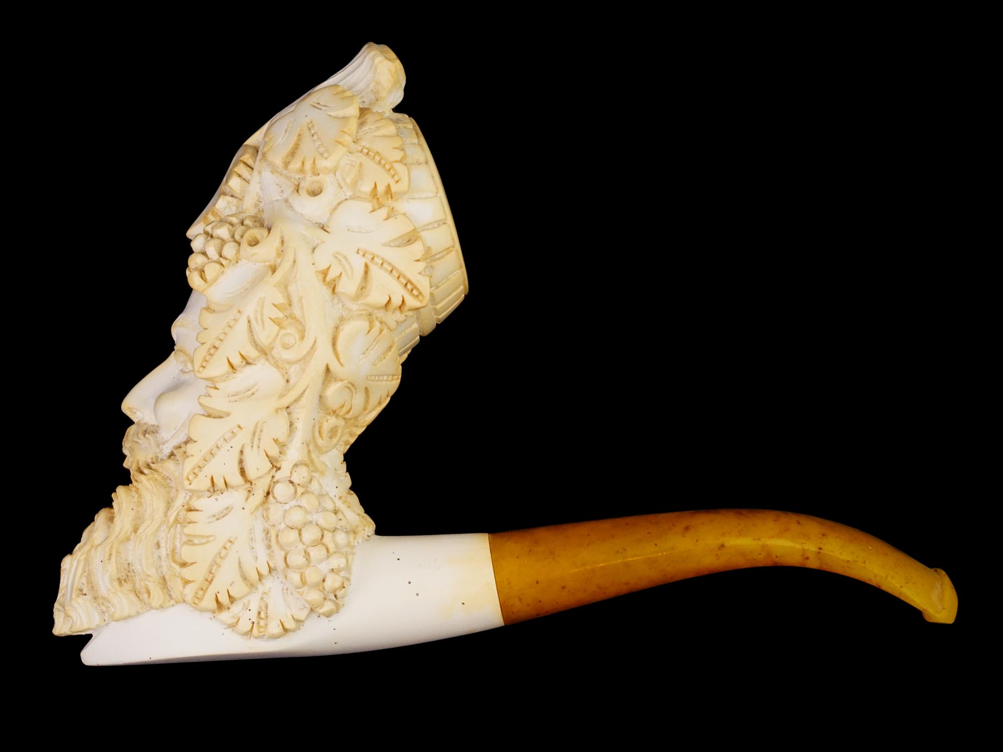 LARGE TURKISH HAND CARVED BLOCK MEERSCHAUM PIPE PIC-2