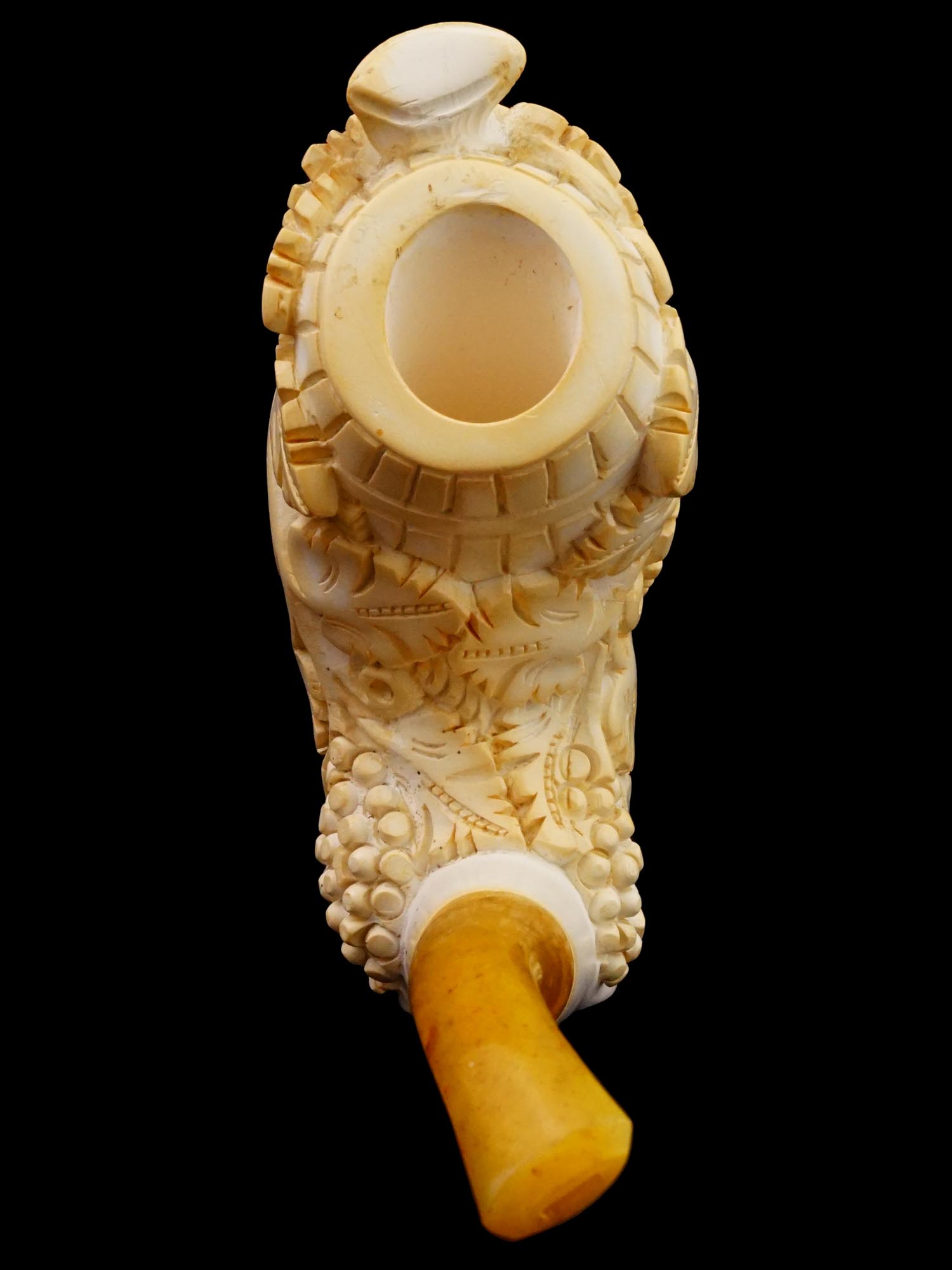 LARGE TURKISH HAND CARVED BLOCK MEERSCHAUM PIPE PIC-5