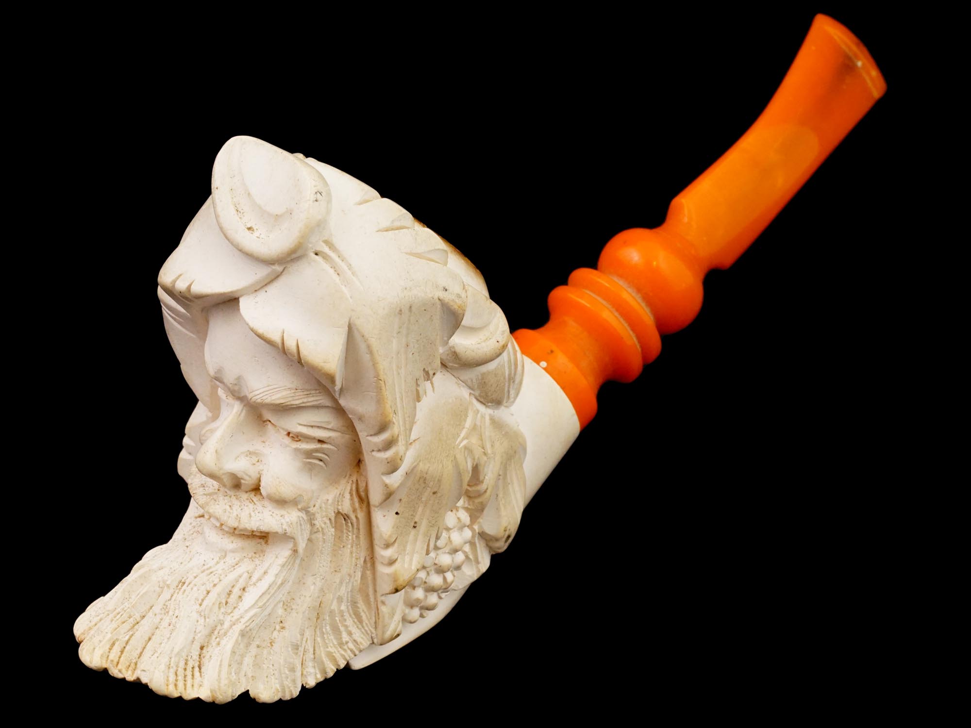 LARGE TURKISH HAND CARVED BLOCK MEERSCHAUM PIPE PIC-0