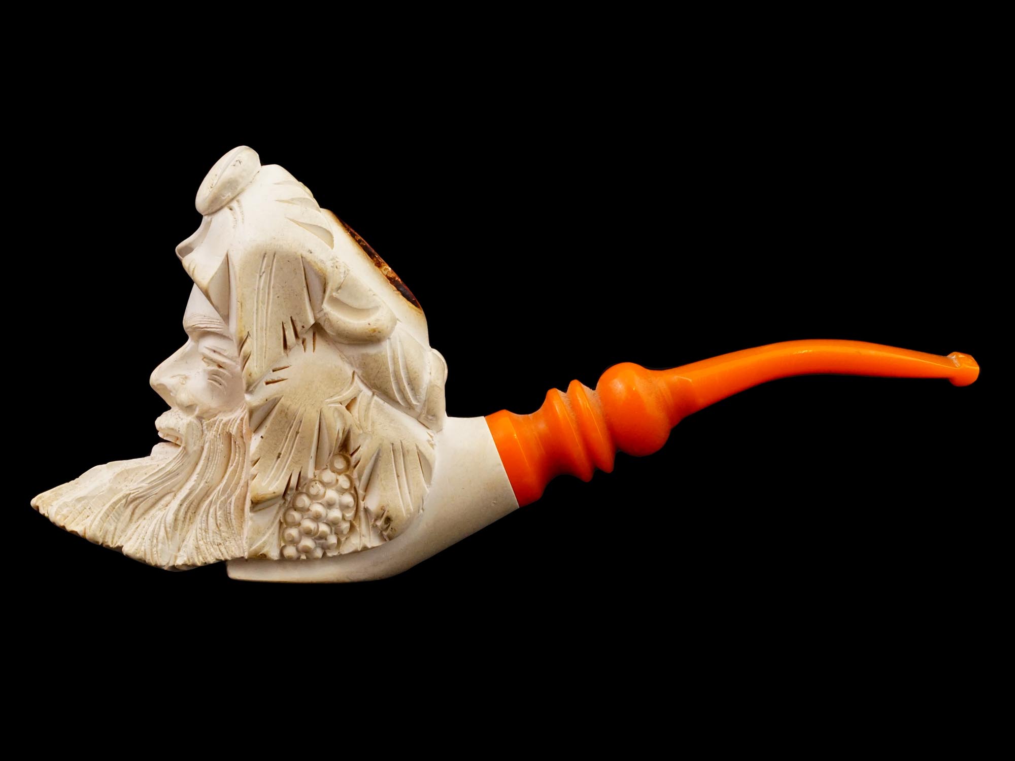 LARGE TURKISH HAND CARVED BLOCK MEERSCHAUM PIPE PIC-1