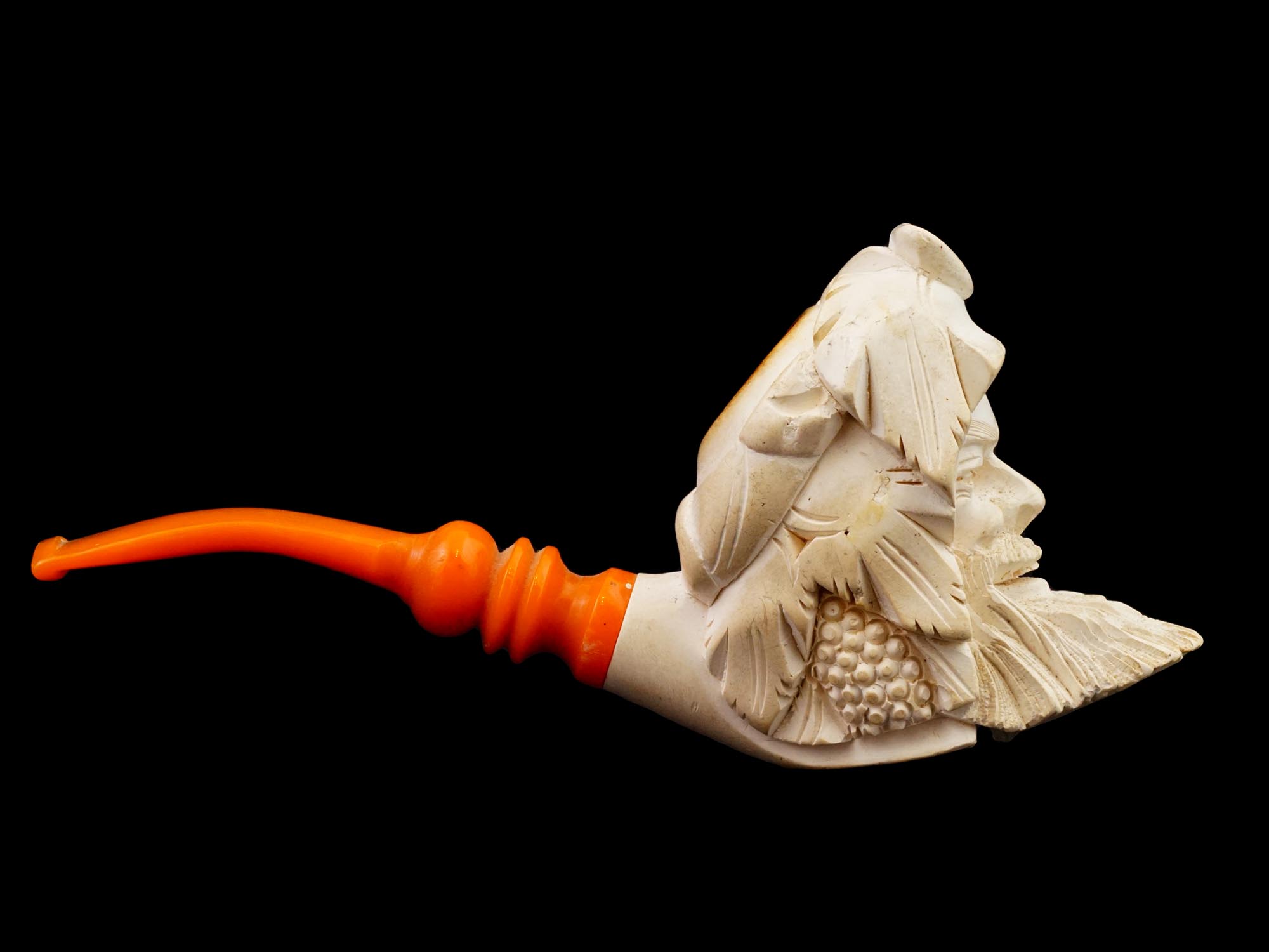 LARGE TURKISH HAND CARVED BLOCK MEERSCHAUM PIPE PIC-2