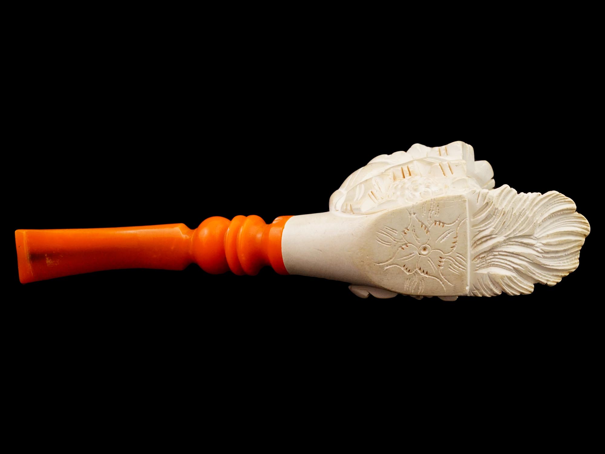 LARGE TURKISH HAND CARVED BLOCK MEERSCHAUM PIPE PIC-6