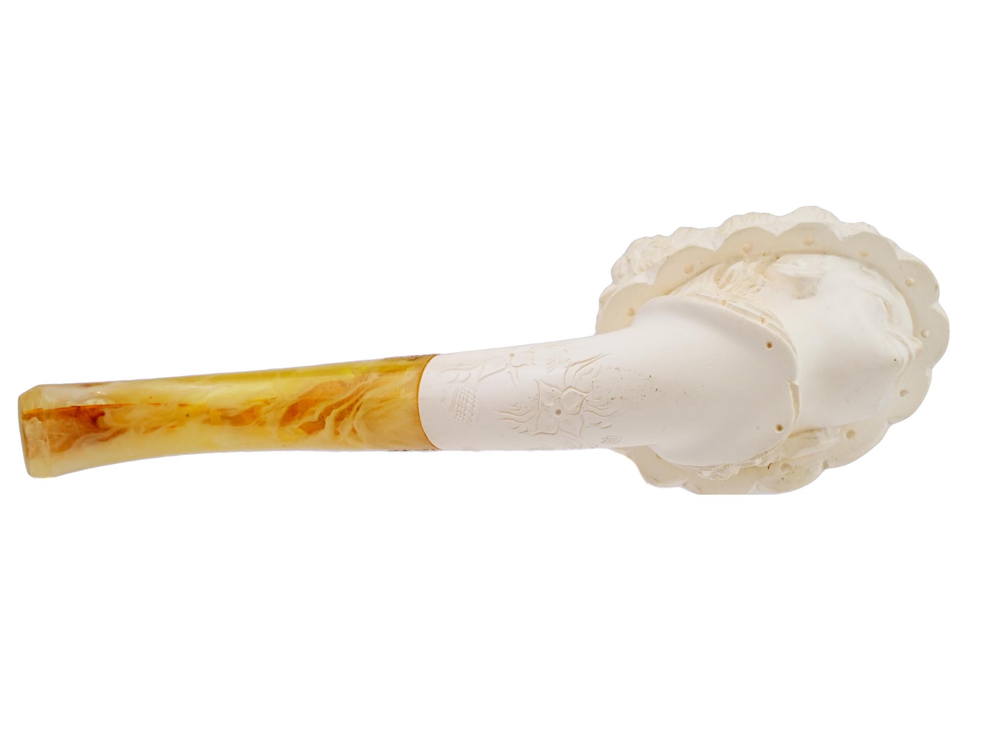 LARGE TURKISH HAND CARVED BLOCK MEERSCHAUM PIPE PIC-7