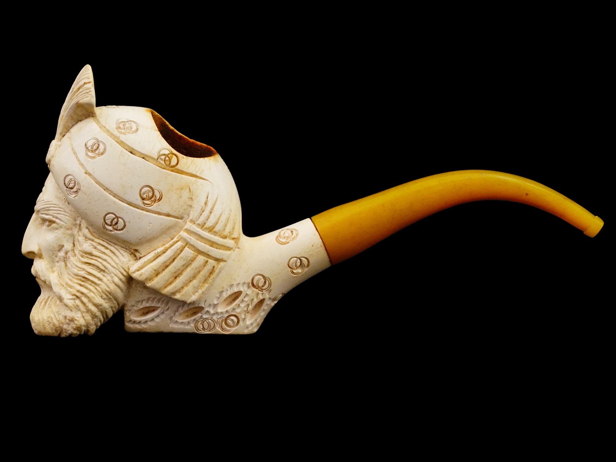 LARGE TURKISH HAND CARVED BLOCK MEERSCHAUM PIPE PIC-1