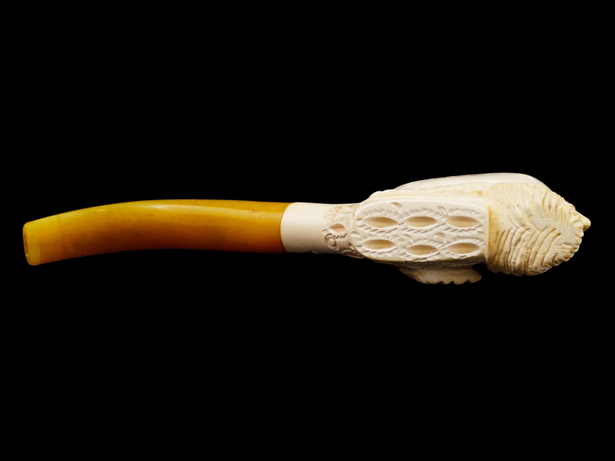 LARGE TURKISH HAND CARVED BLOCK MEERSCHAUM PIPE PIC-5