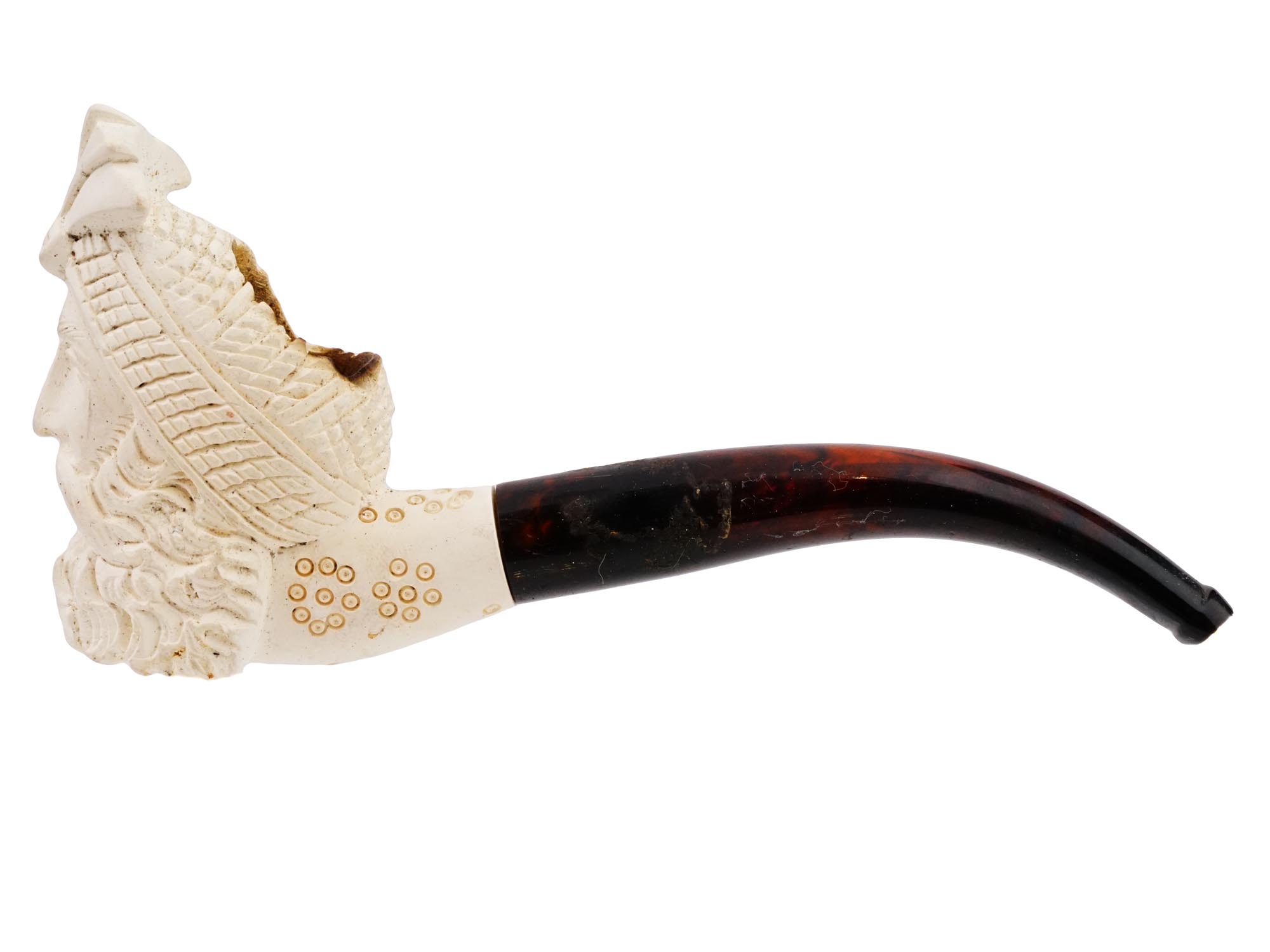 TURKISH HAKAN HAND CARVED BLOCK MEERSCHAUM PIPE PIC-3