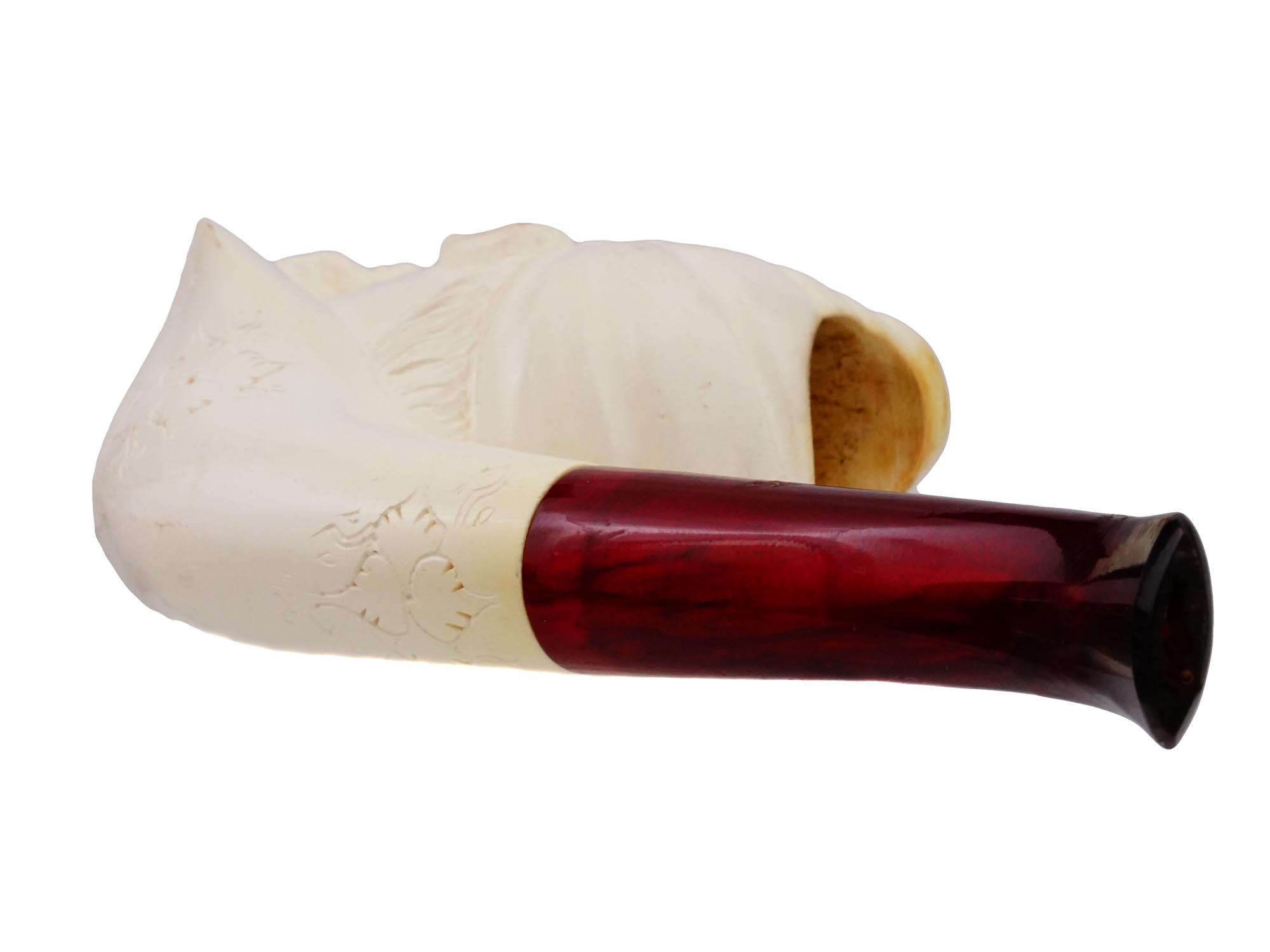 LARGE TURKISH HAND CARVED BLOCK MEERSCHAUM PIPE PIC-4