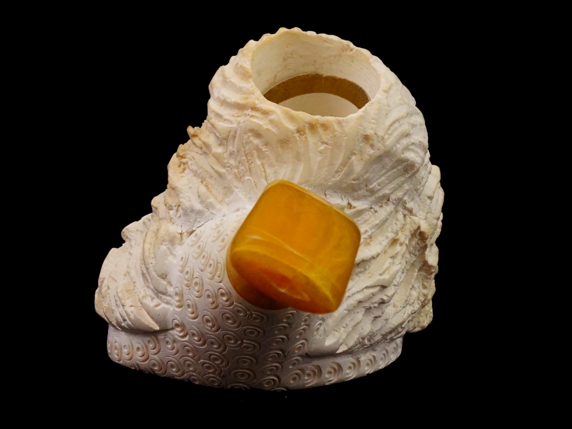 LARGE TURKISH HAND CARVED BLOCK MEERSCHAUM PIPE PIC-6