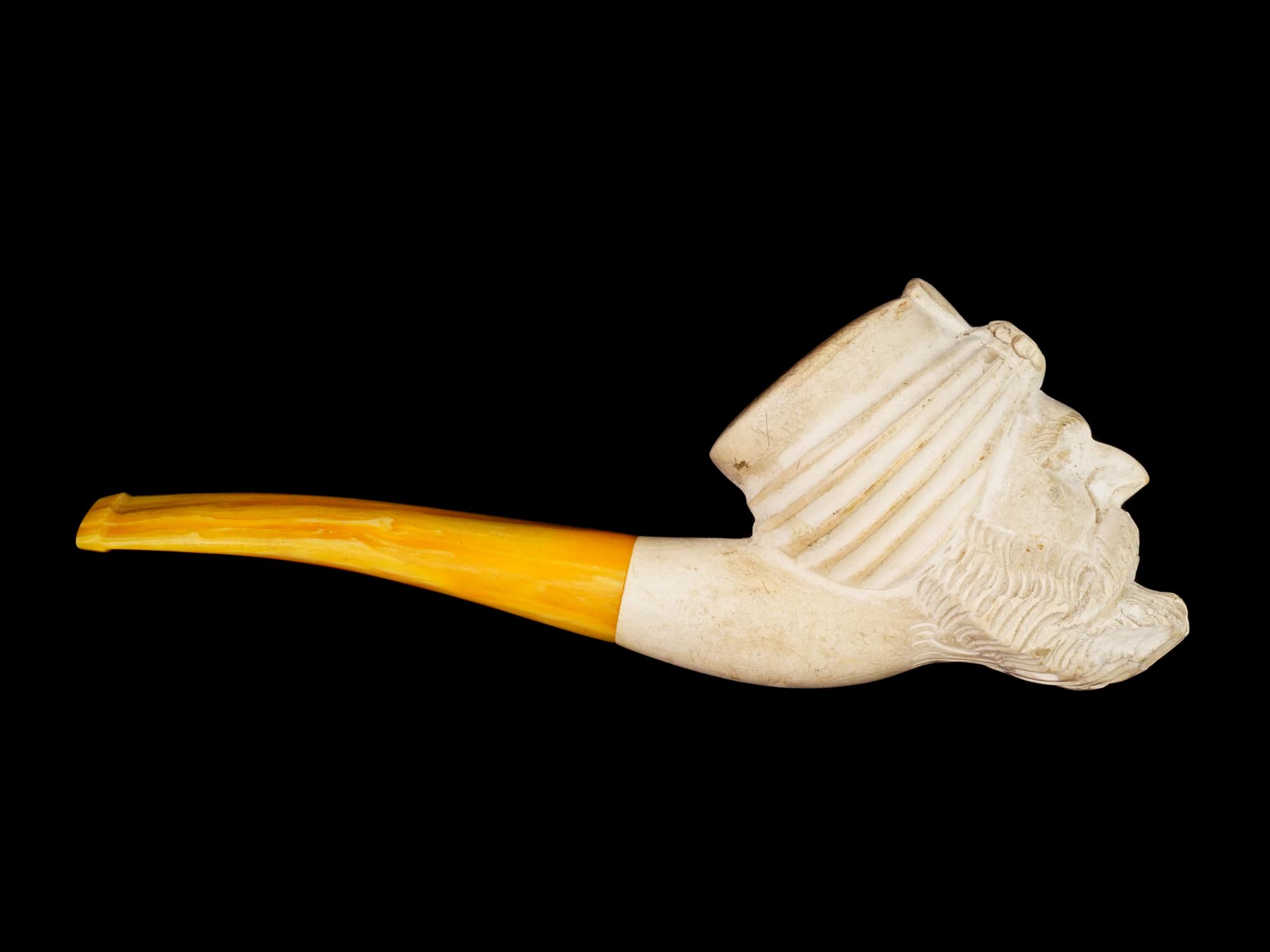 LARGE TURKISH HAND CARVED BLOCK MEERSCHAUM PIPE PIC-2