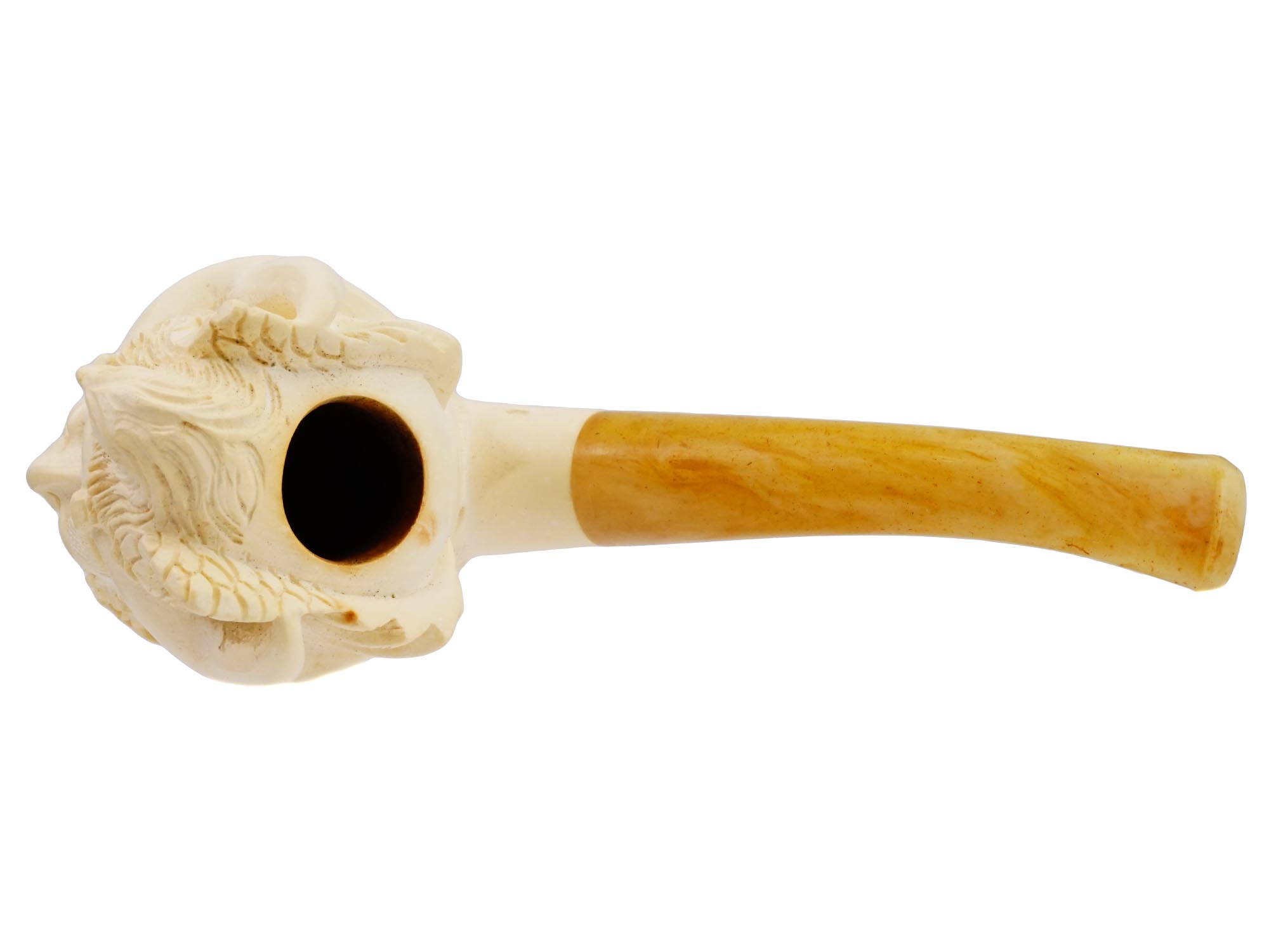 LARGE TURKISH CARVED BLOCK MEERSCHAUM PIPE W PIRATE PIC-6