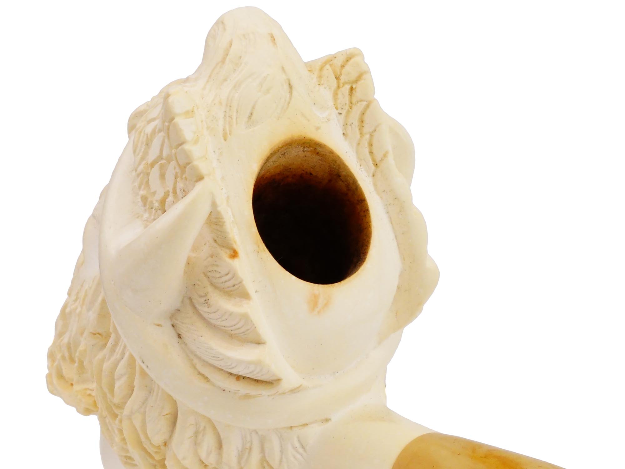 LARGE TURKISH CARVED BLOCK MEERSCHAUM PIPE W PIRATE PIC-9