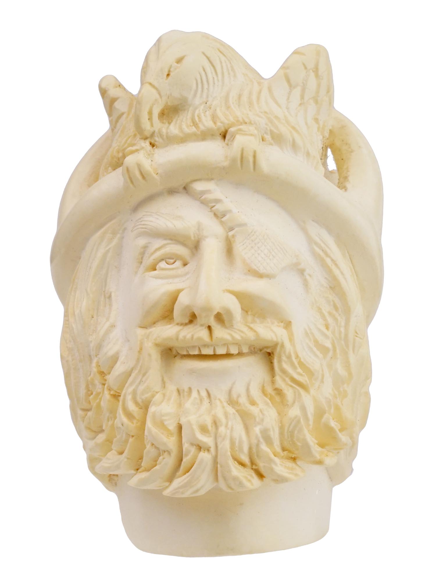 LARGE TURKISH CARVED BLOCK MEERSCHAUM PIPE W PIRATE PIC-4