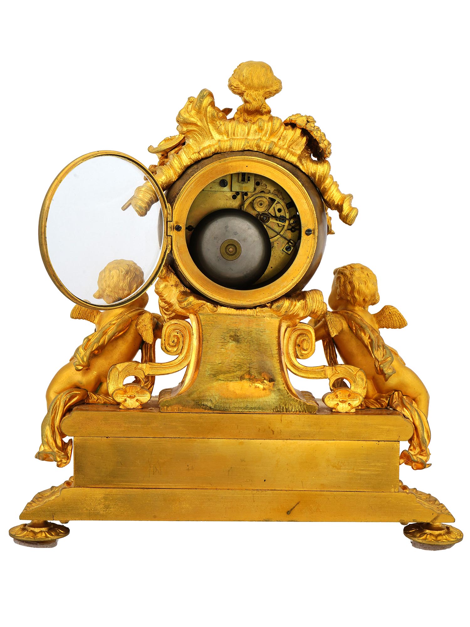 ANTIQUE 19TH C FRENCH GILT BRONZE MANTEL CLOCK PIC-4