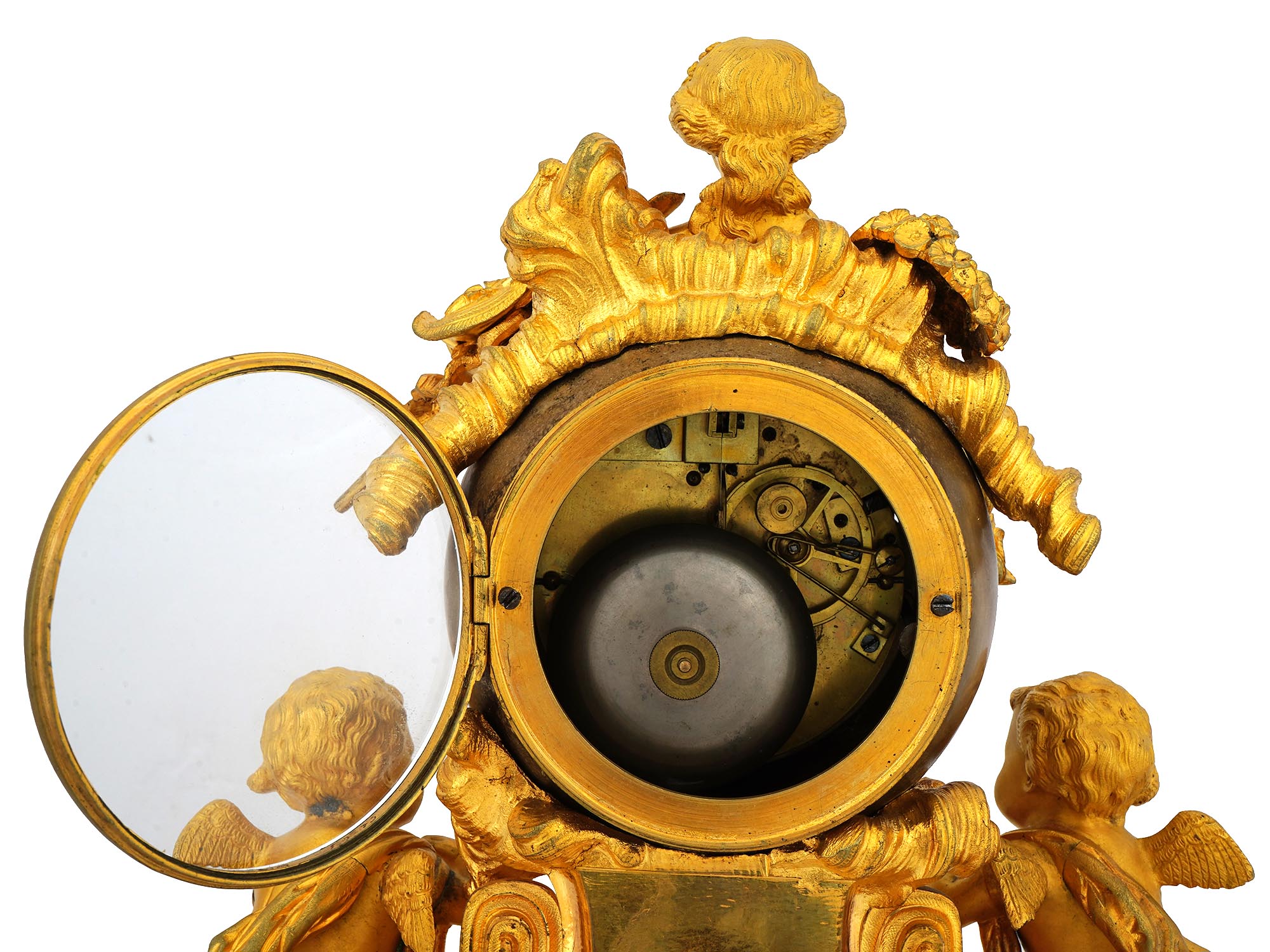 ANTIQUE 19TH C FRENCH GILT BRONZE MANTEL CLOCK PIC-7