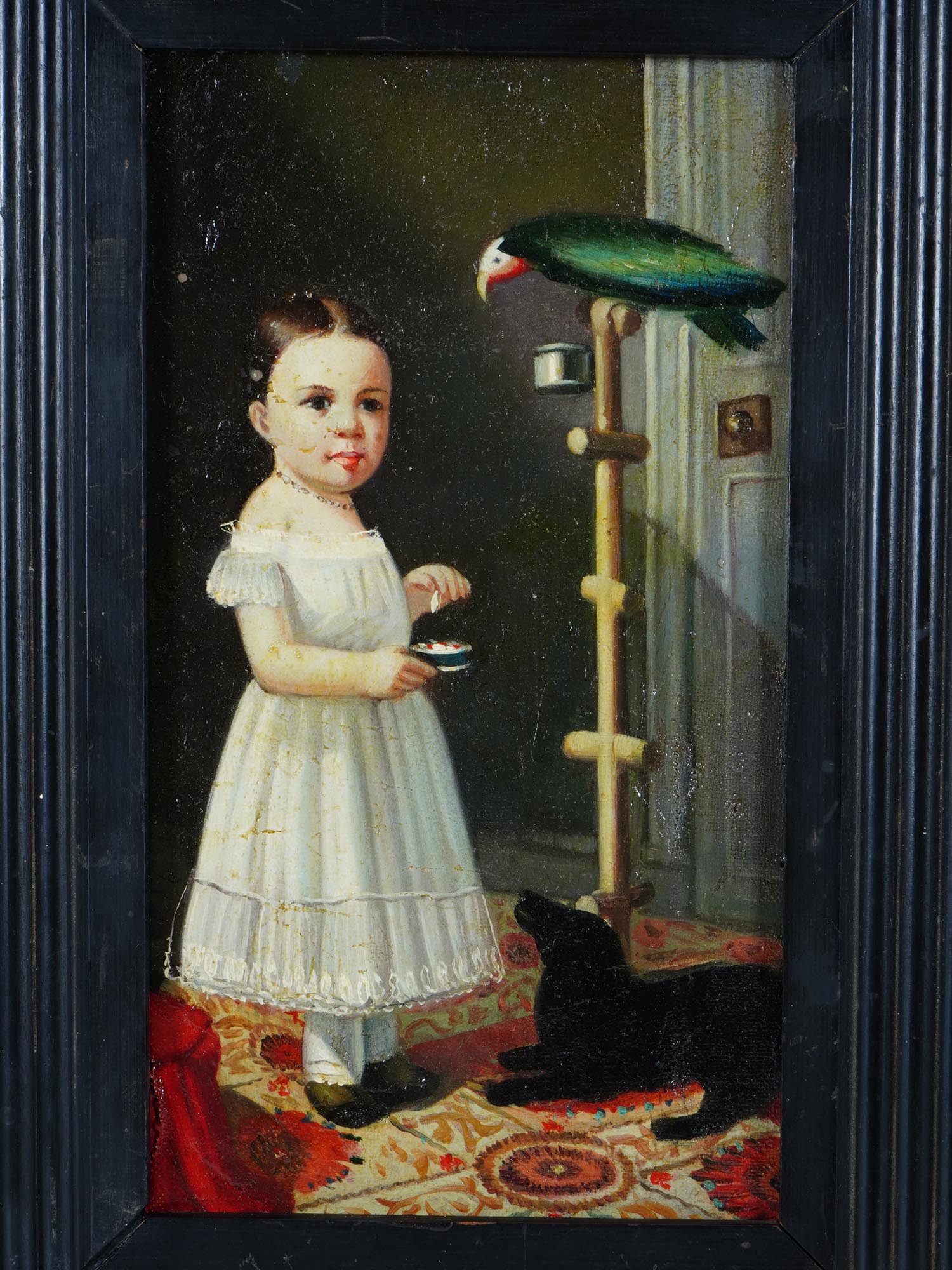 ANTIQUE 19TH C AMERICAN CHILD PORTRAIT OIL PAINTING PIC-1