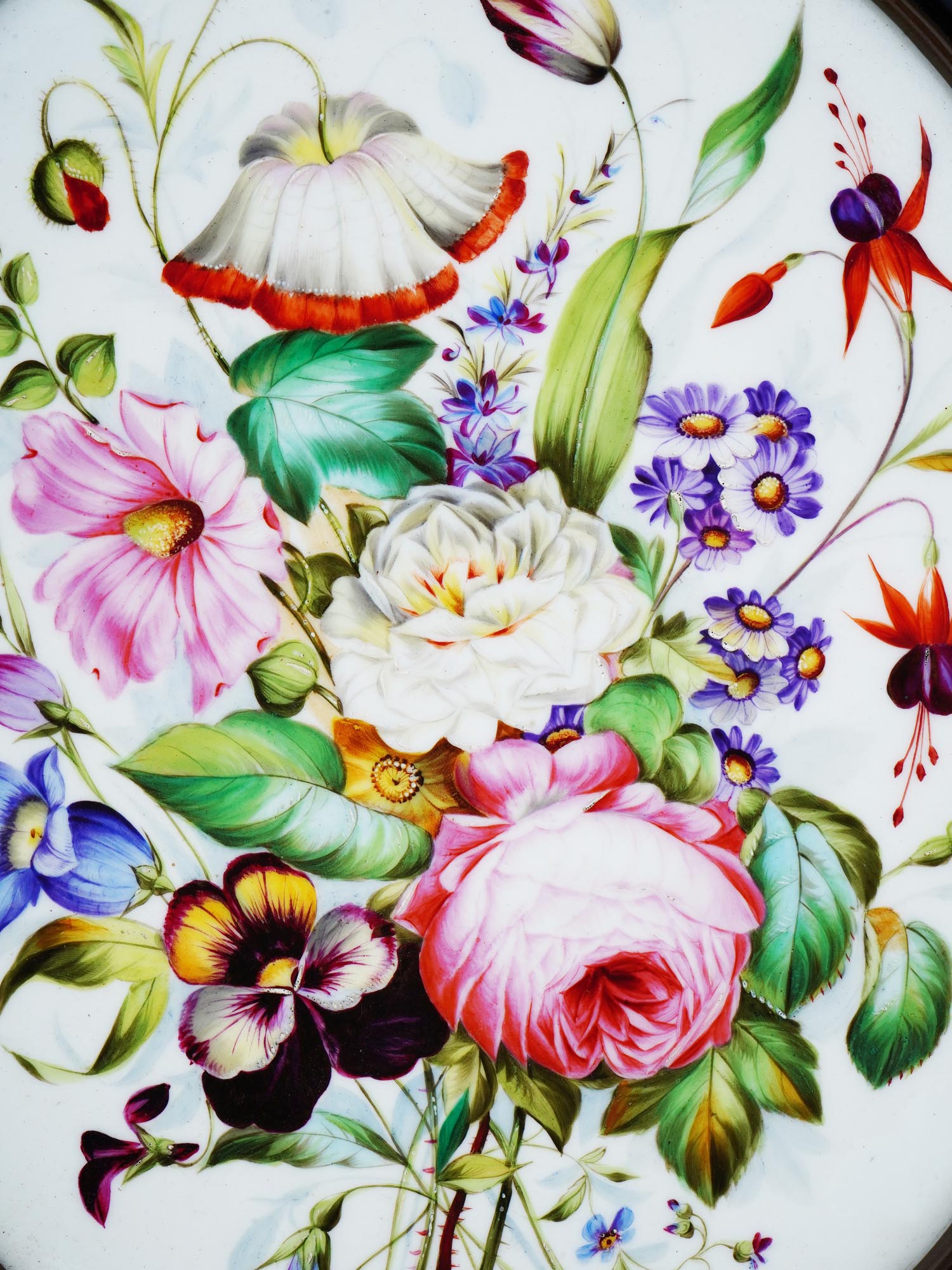 FLORAL STILL LIFE PAINTING ON PORCELAIN PLAQUE PIC-1