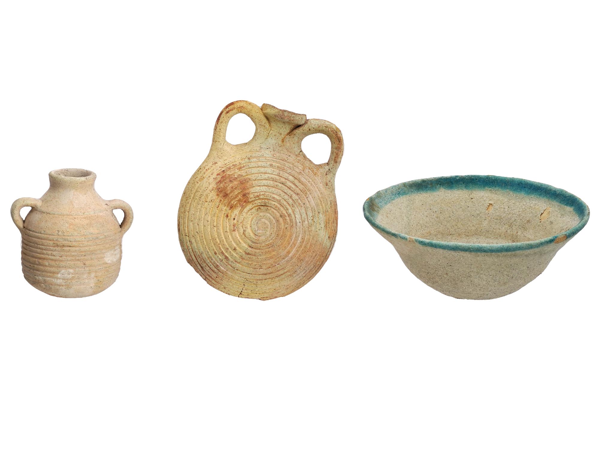 ANCIENT ROMAN TERRACOTTA AND GLAZED CLAY ITEMS PIC-0