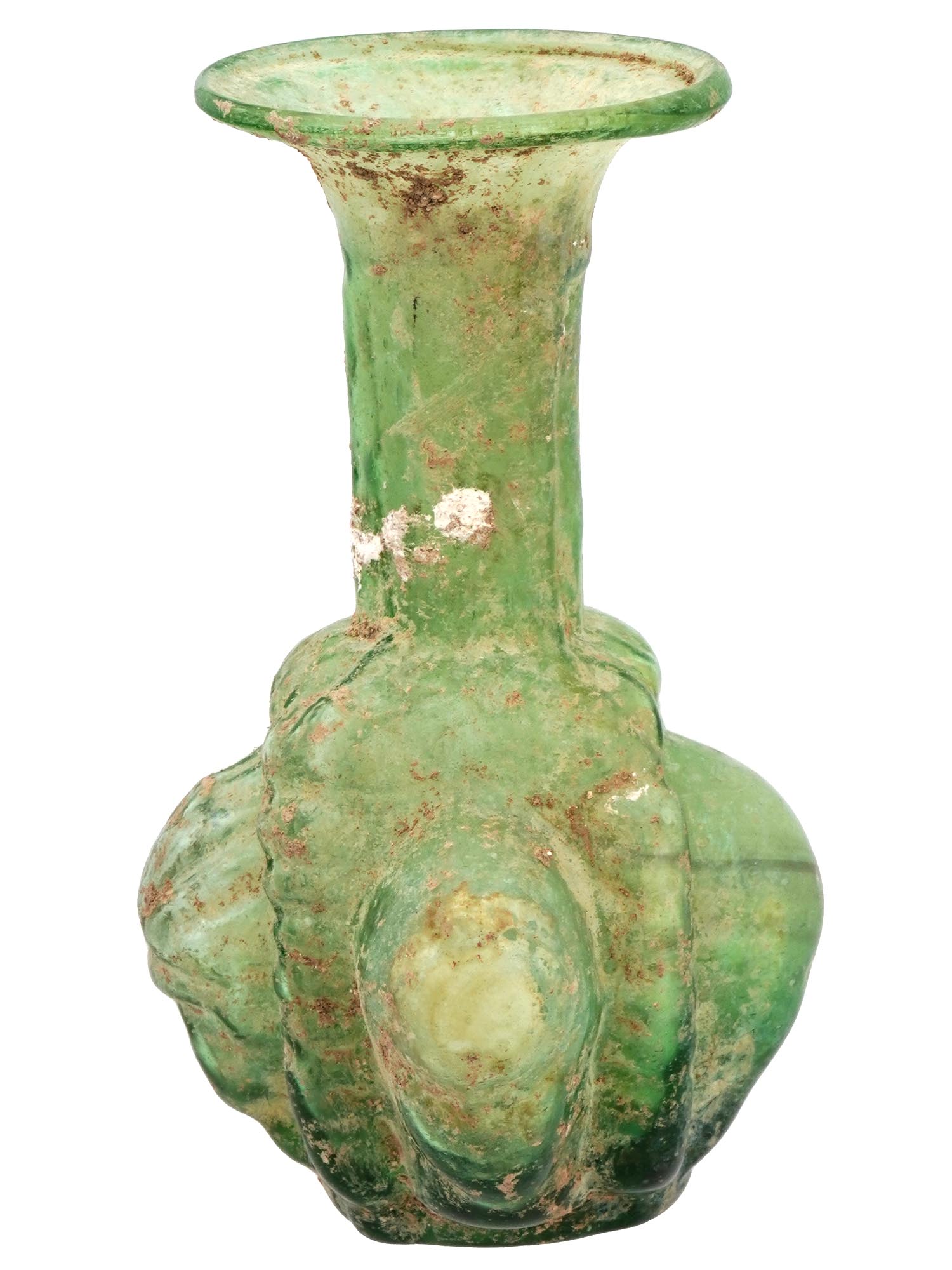 ANCIENT ROMAN GLASS VASE WITH RELIEF FACE IMAGES PIC-3