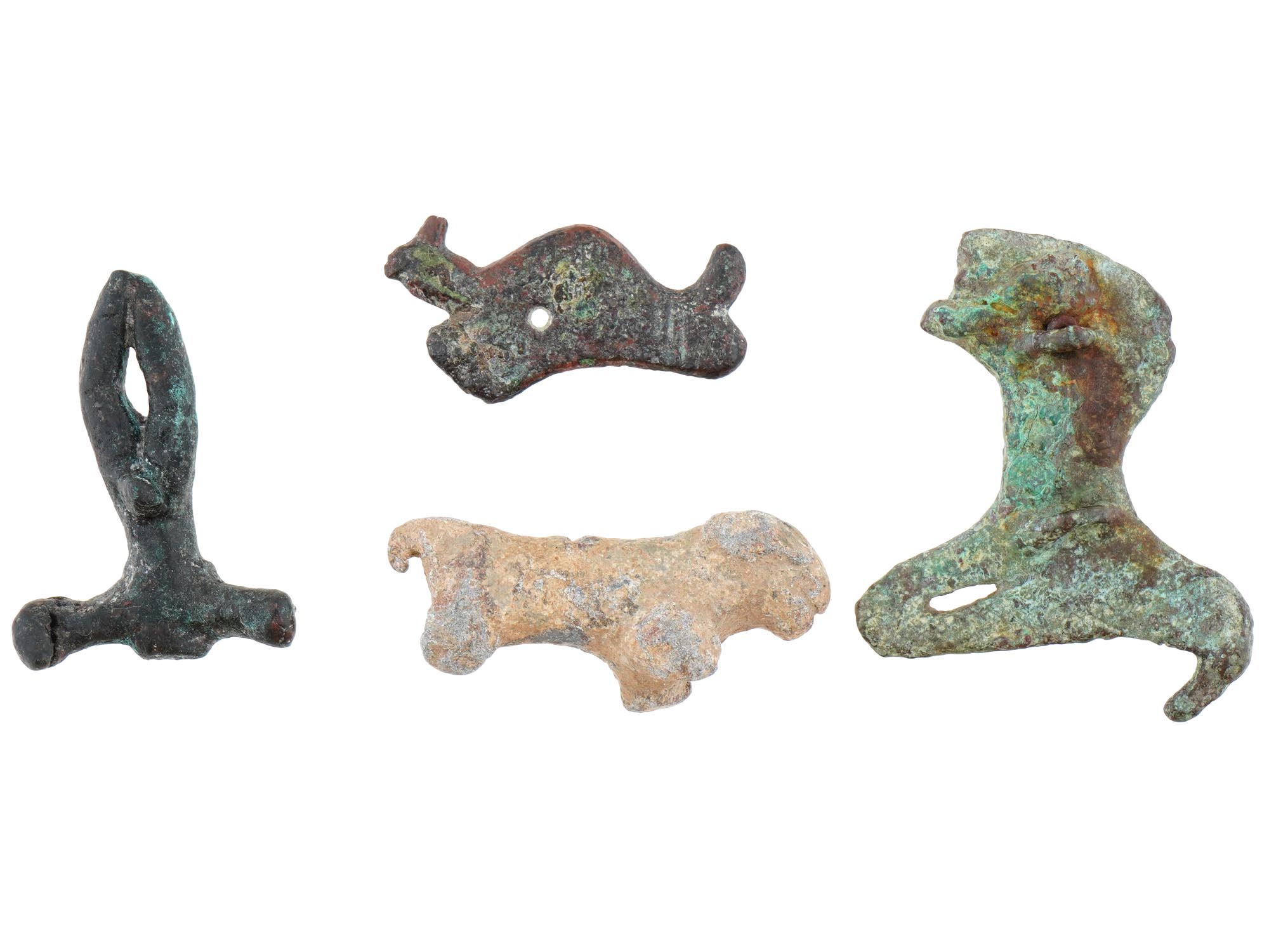 ANCIENT LEAD AND BRONZE ZOOMORPHIC FIGURINES AMULETS PIC-1