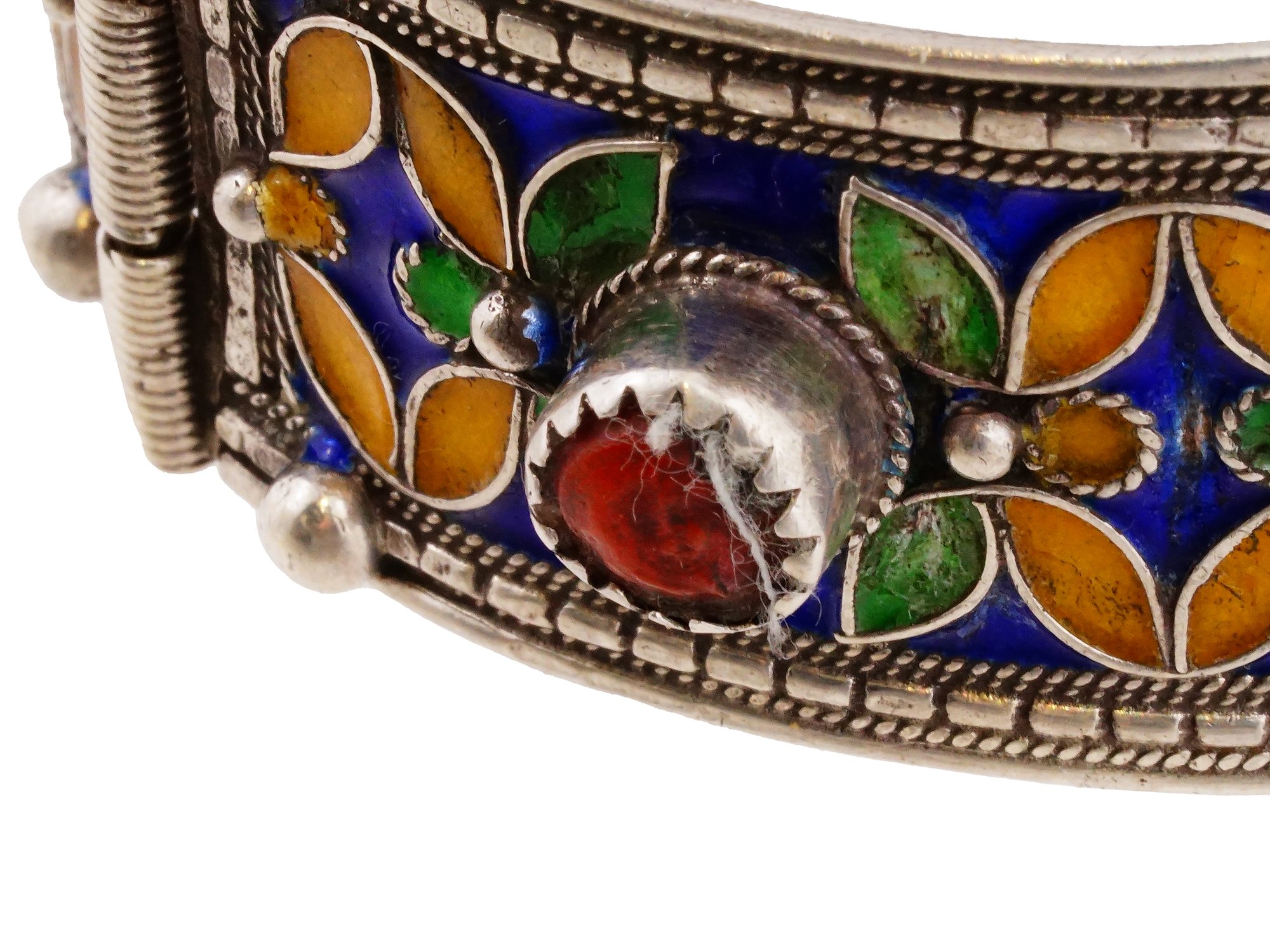 VINTAGE ALGERIAN SILVER AND ENAMEL BANGLE BRACELET PIC-7