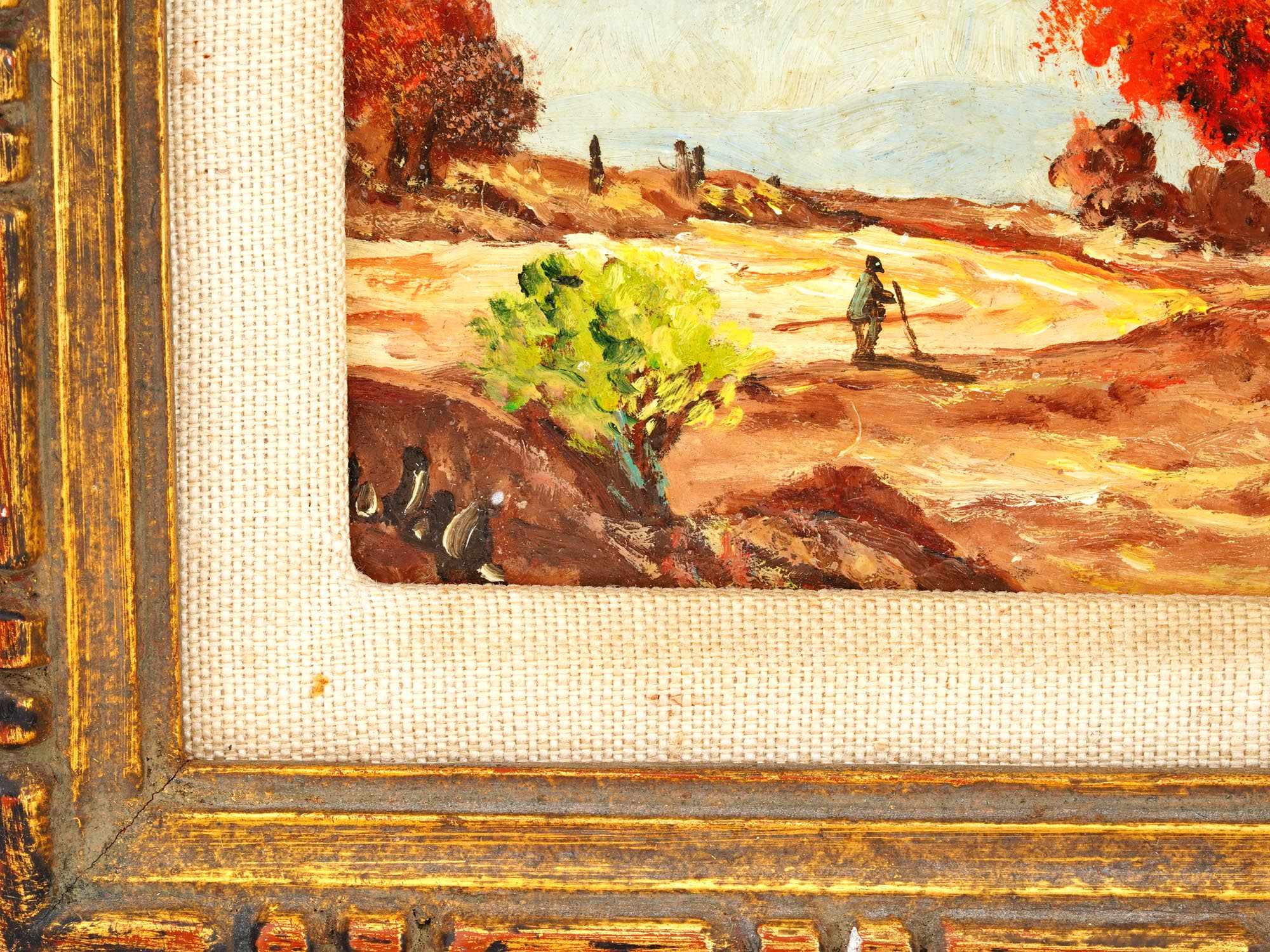 VINTAGE AMERICAN OIL ON BOARD LANDSCAPE PAINTING PIC-2