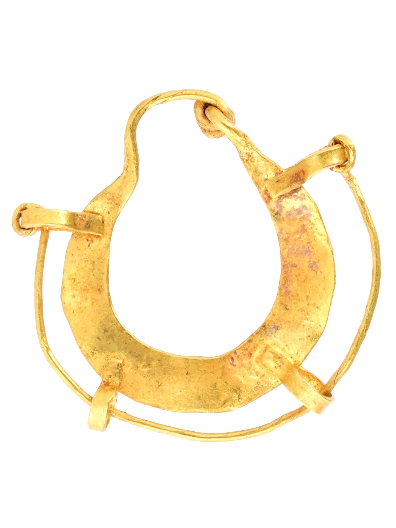 ANCIENT ARCHAEOLOGICAL ROMAN GOLD HOOP TYPE EARRING PIC-0