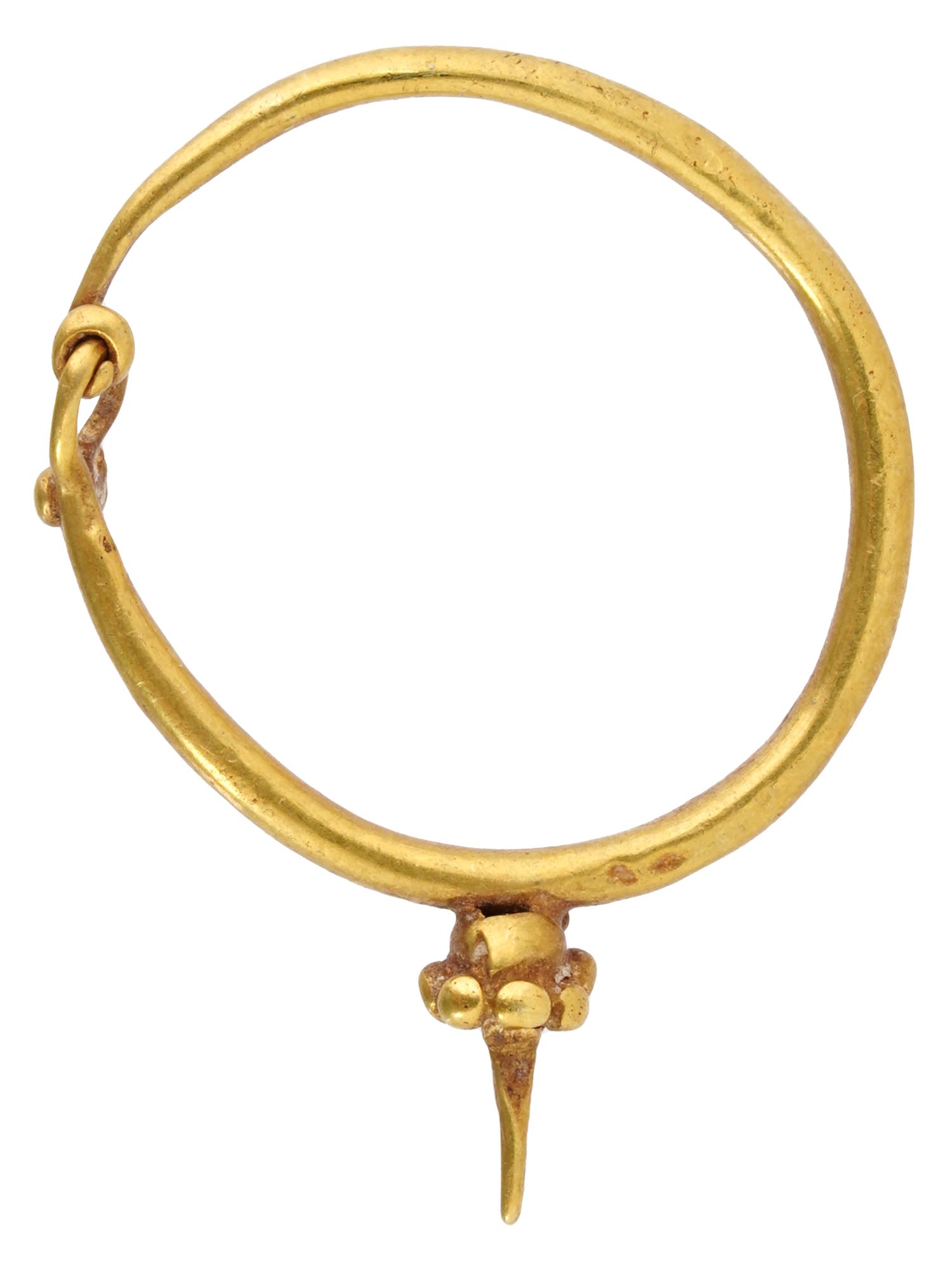 ANCIENT ARCHAEOLOGICAL ROMAN GOLD HOOP TYPE EARRING PIC-1