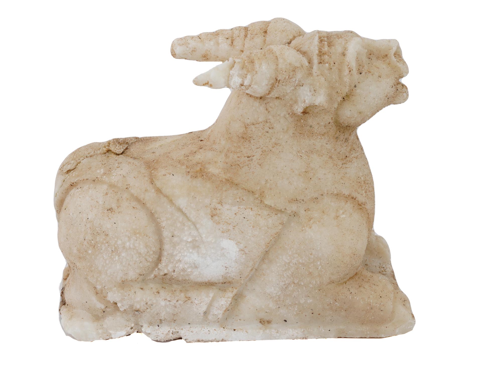 ANCIENT HAND CARVED MARBLE BULL FIGURE C 1000 BCE PIC-1