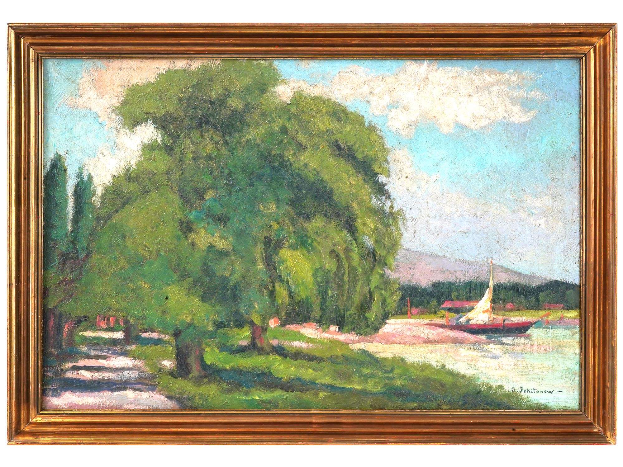 ATTR IVAN POKHITONOV RUSSIAN OIL LANDSCAPE PAINTING PIC-0