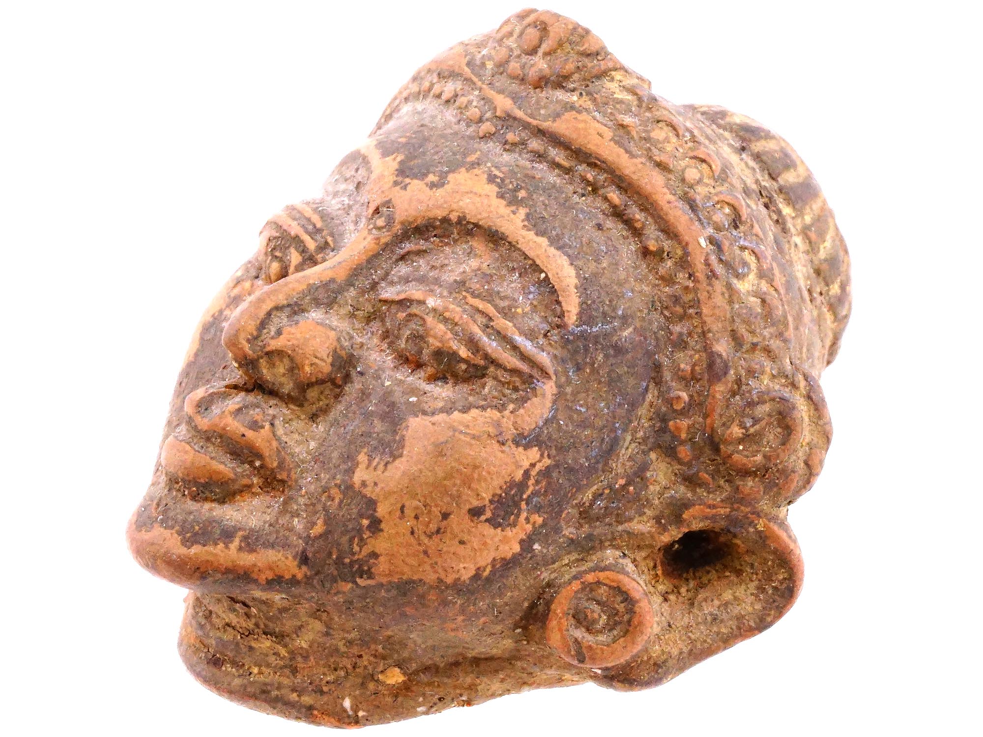 ANCIENT THAI BUDDHIST HAND CRAFTED POTTERY HEAD PIC-0