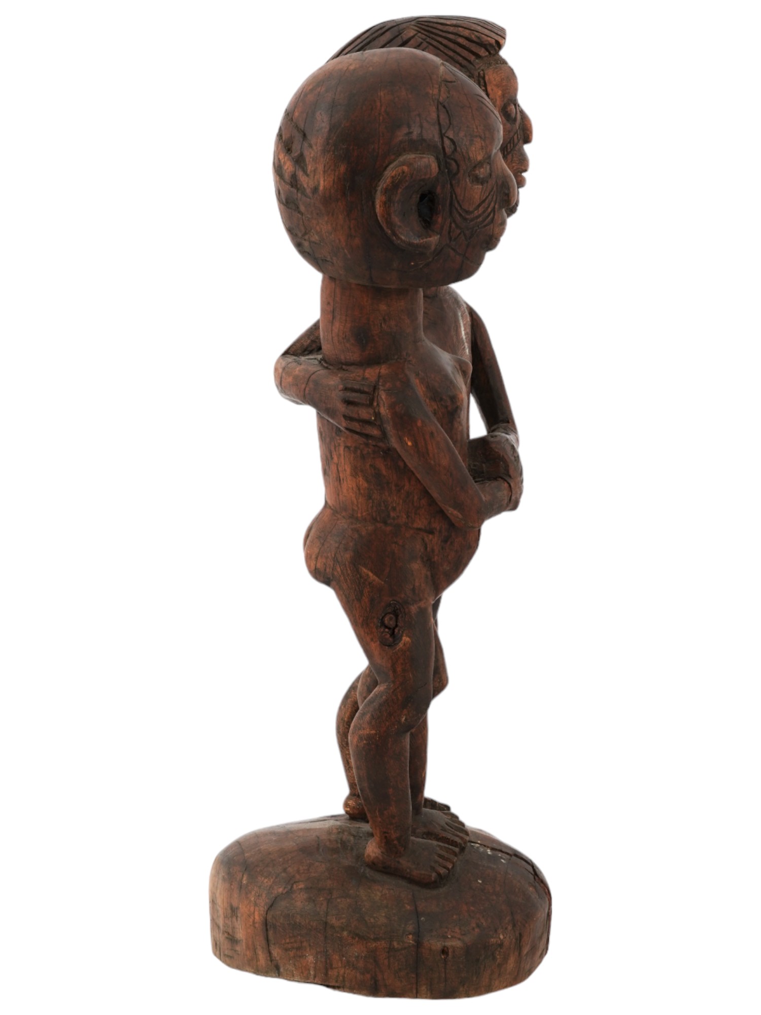 VINTAGE AFRICAN CARVED WOODEN SCULPTURE NUDE FIGURES PIC-4