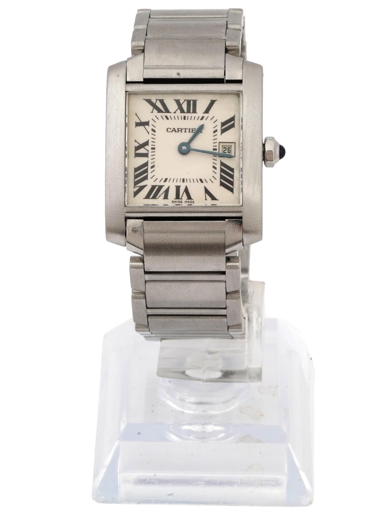 CARTIER TANK FRANCAISE STAINLESS STEEL WRISTWATCH PIC-1