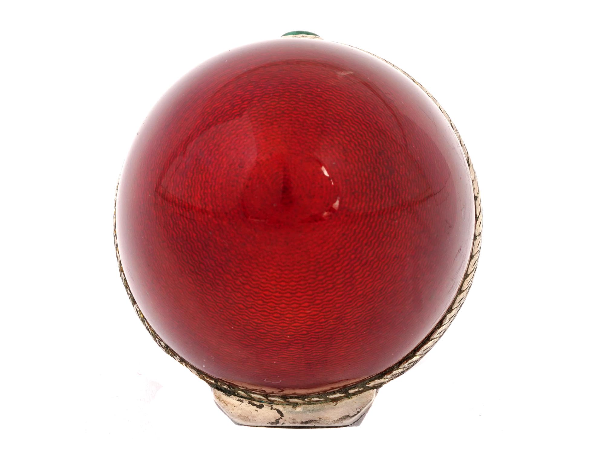 RUSSIAN 84 SILVER AND RED ENAMEL EGG CASKET CASE PIC-4