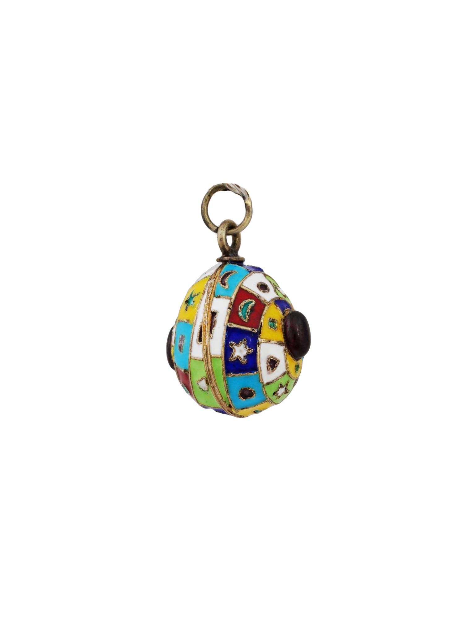 RUSSIAN GILT SILVER ENAMEL GEMSTONE EASTER EGG PENDANT PIC-2