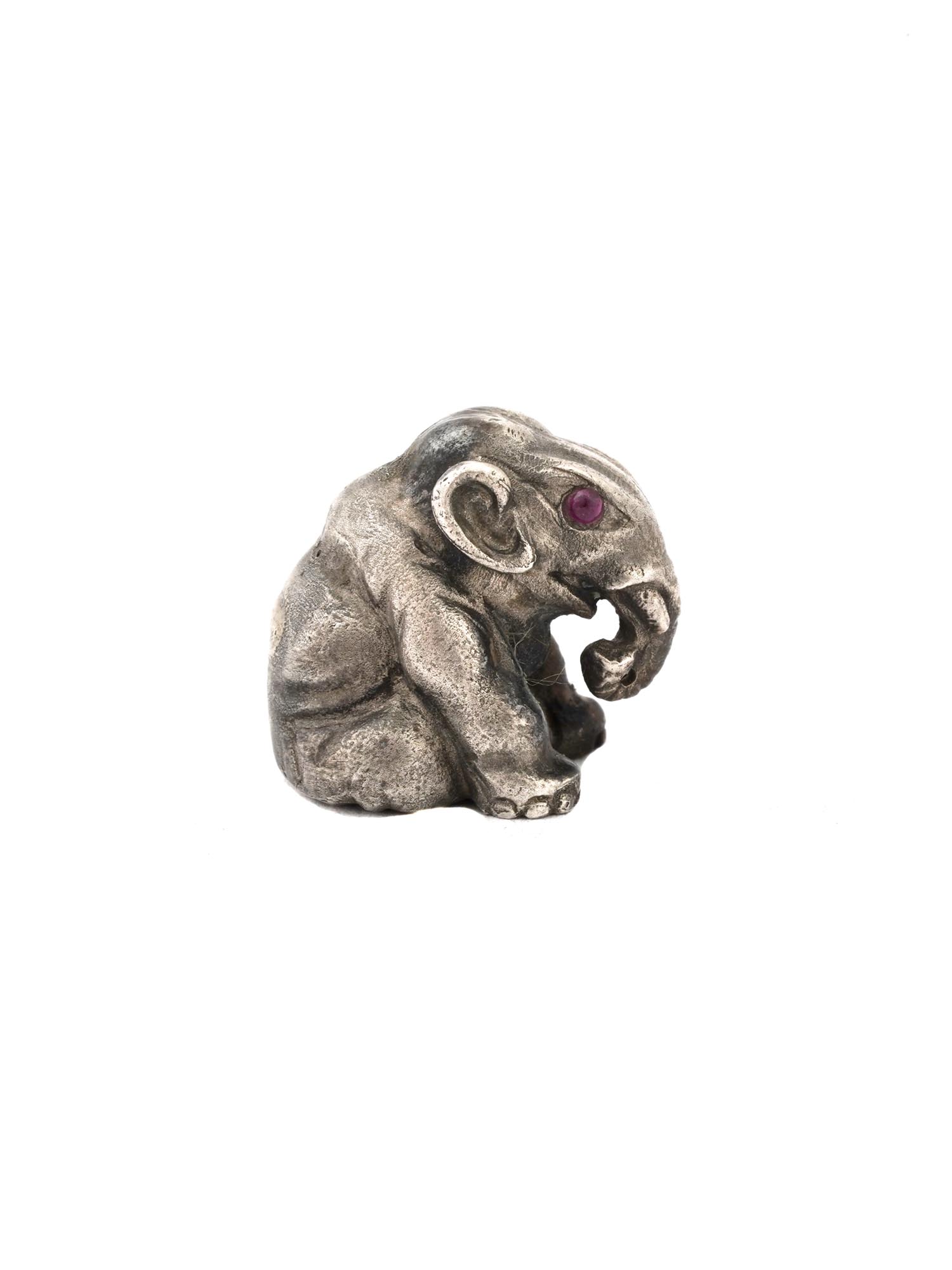 RUSSIAN 88 SILVER RUBY EYES FIGURINE OF ELEPHANT PIC-2