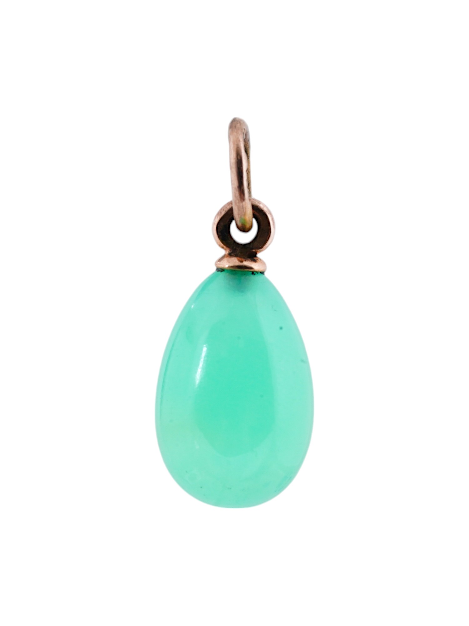 RUSSIAN 14K GOLD AND JADE EGG PENDANT PIC-0