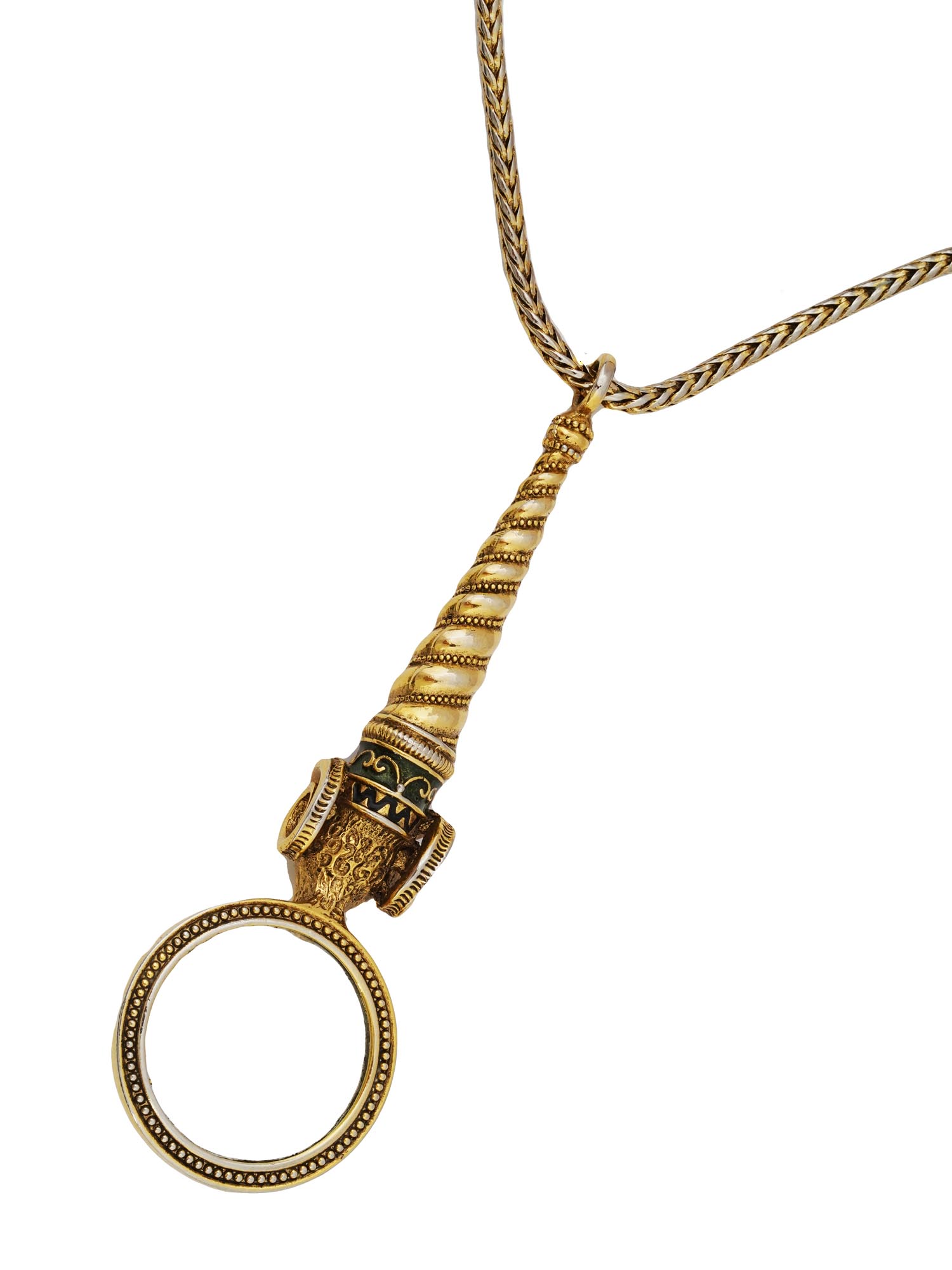 VINTAGE MAGNIFYING GLASS PENDANT WITH CHAIN PIC-3