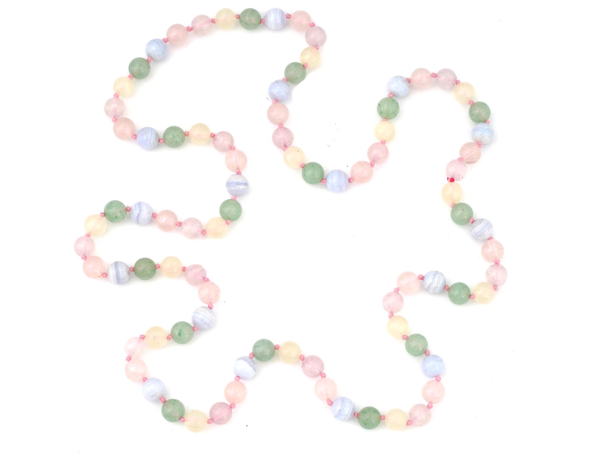 ROSE QUARTZ JADE GEM STONES BEADED DESIGN NECKLACE PIC-1