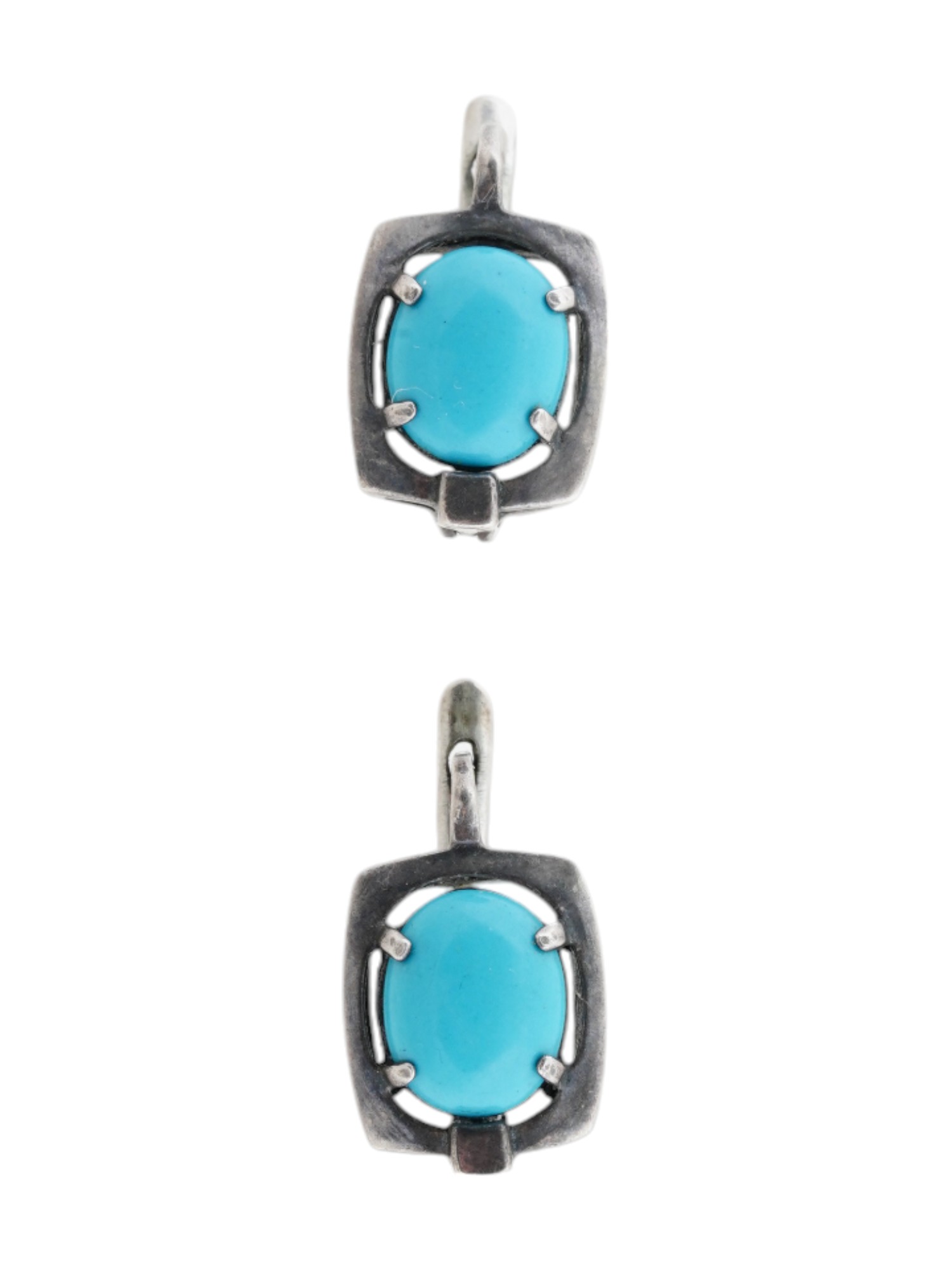 STERLING SILVER AND NATURAL TURQUOISE EARRINGS PIC-1