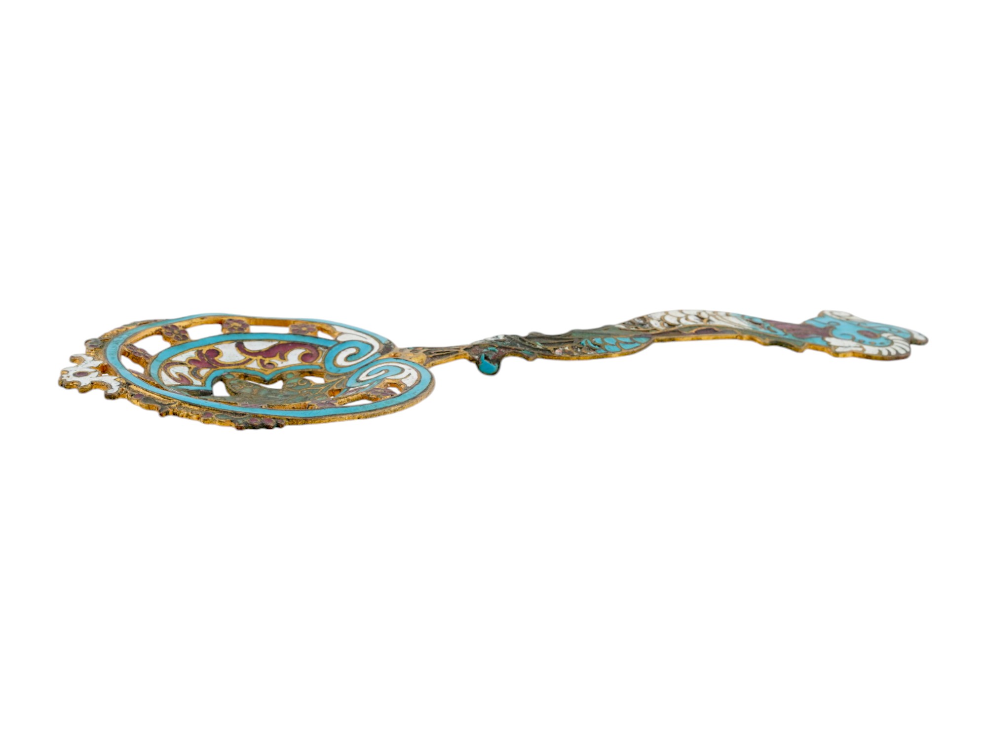 ANTIQUE FRENCH CLOICONNE ENAMEL BON BON SPOON PIC-2