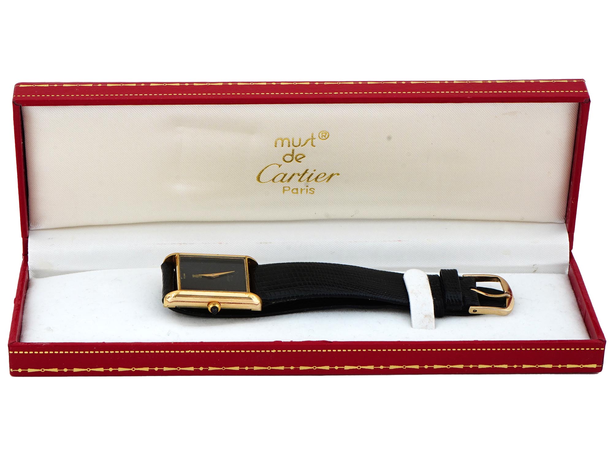 CARTIER TANK 18K GOLD ELECTROPLATED WRIST WATCH PIC-1