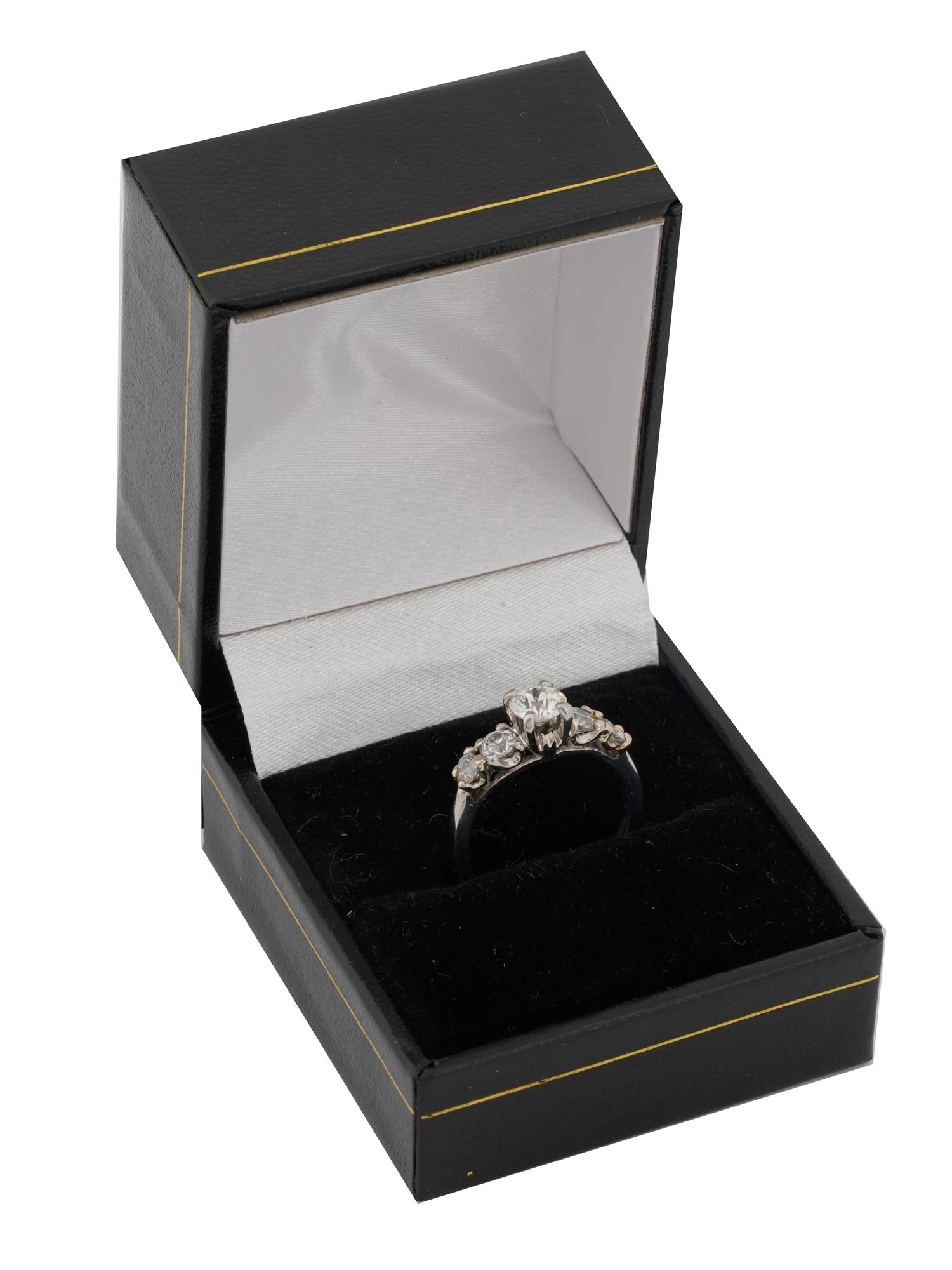 18K WHITE GOLD ENGAGEMENT RING W DIAMONDS IN BOX PIC-0