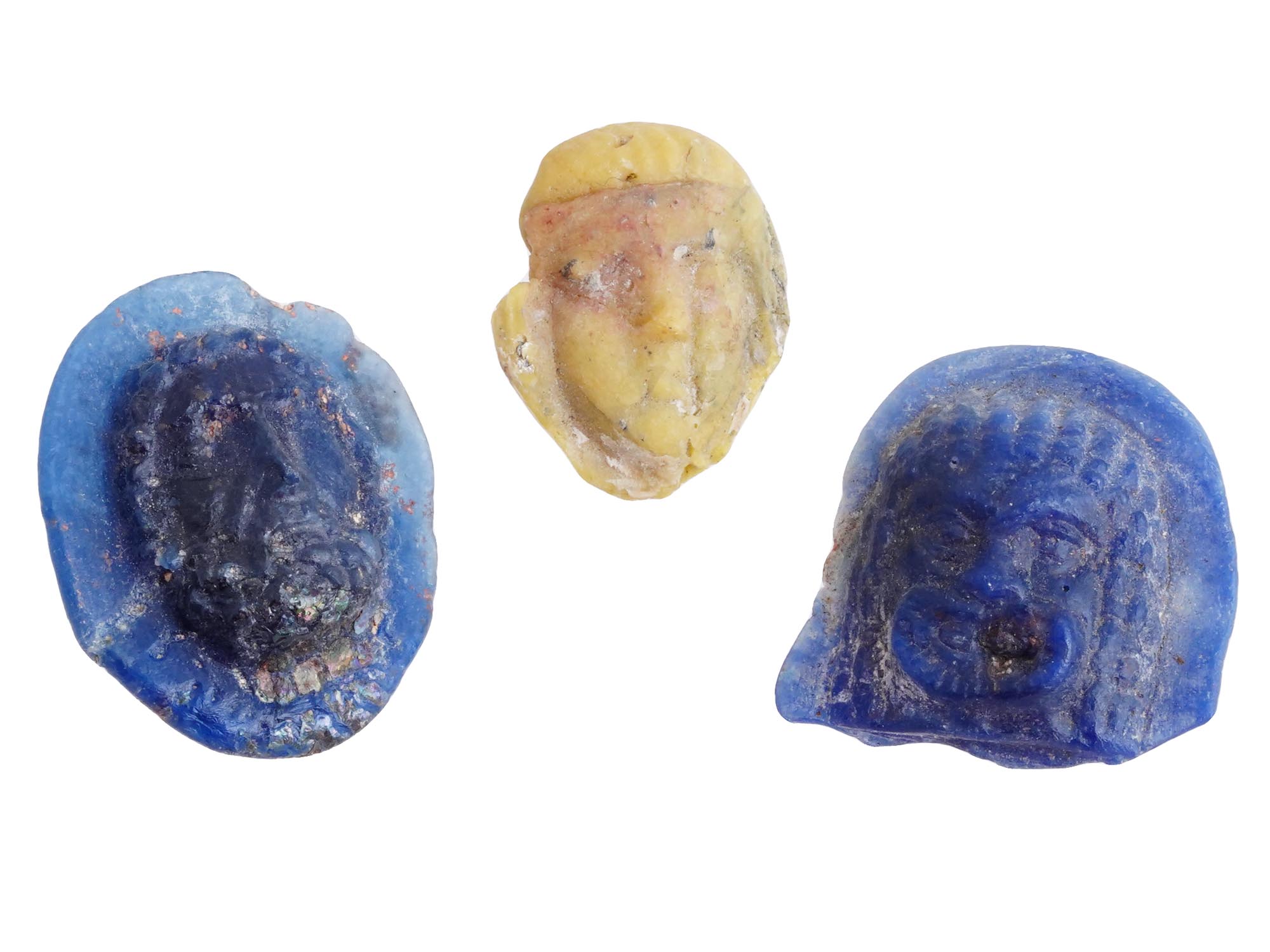 ANCIENT ROMAN HANDCRAFTED GLASS FACE AMULETS PIC-