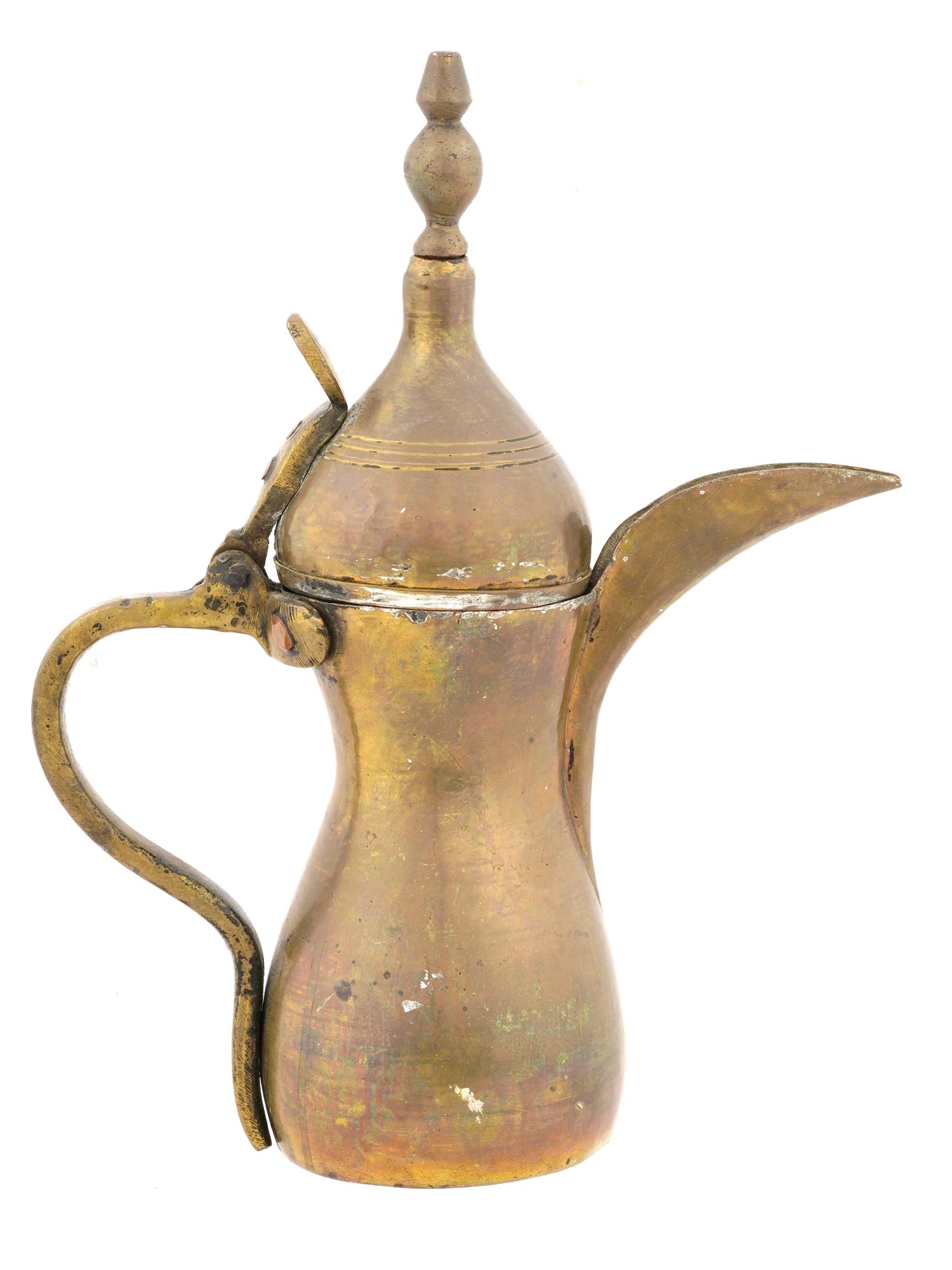 ANTIQUE OTTOMAN EMPIRE BRASS DALLAH COFFEE POT PIC-3