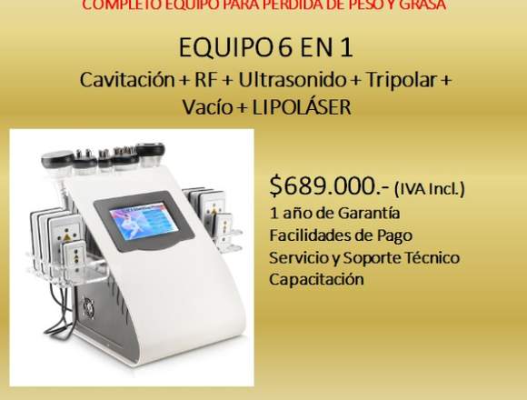 Cavitación+RF+Ultrasonido+Tripolar+Vacío+LIPOLÁSER