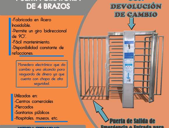 Puerta Giratoria de 4 Brazos-ALSECODEA