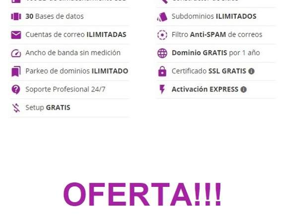 Oferta!!! Web Hosting Todo Incluido